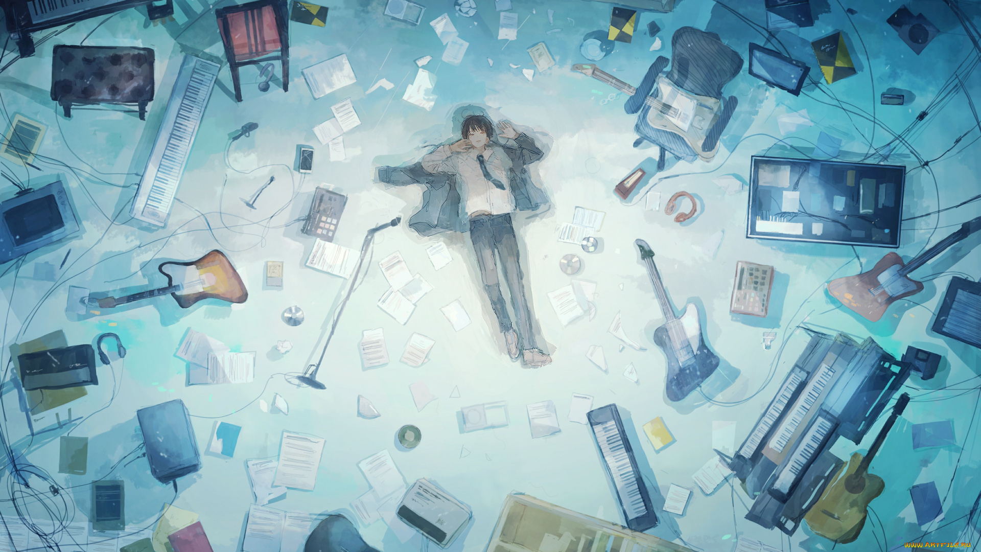 аниме, музыка, парень