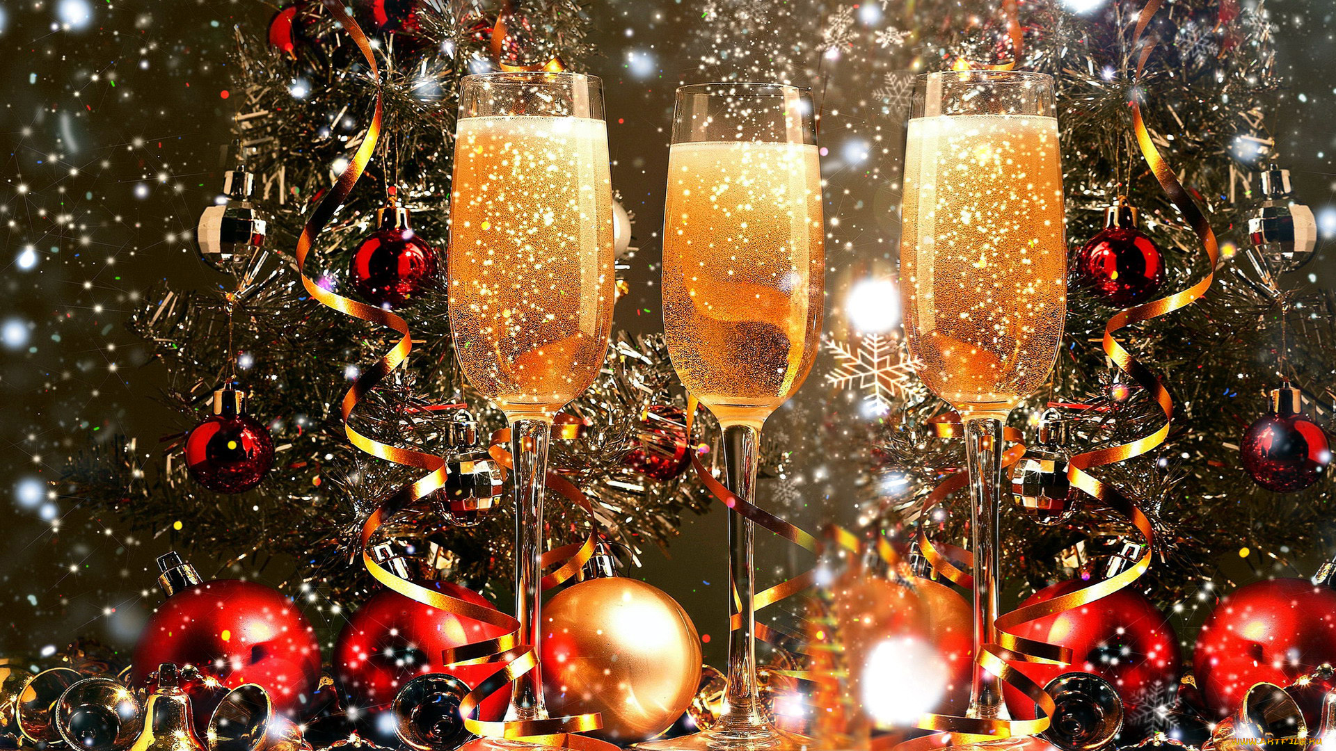 праздничные, угощения, шампанское, серпантин