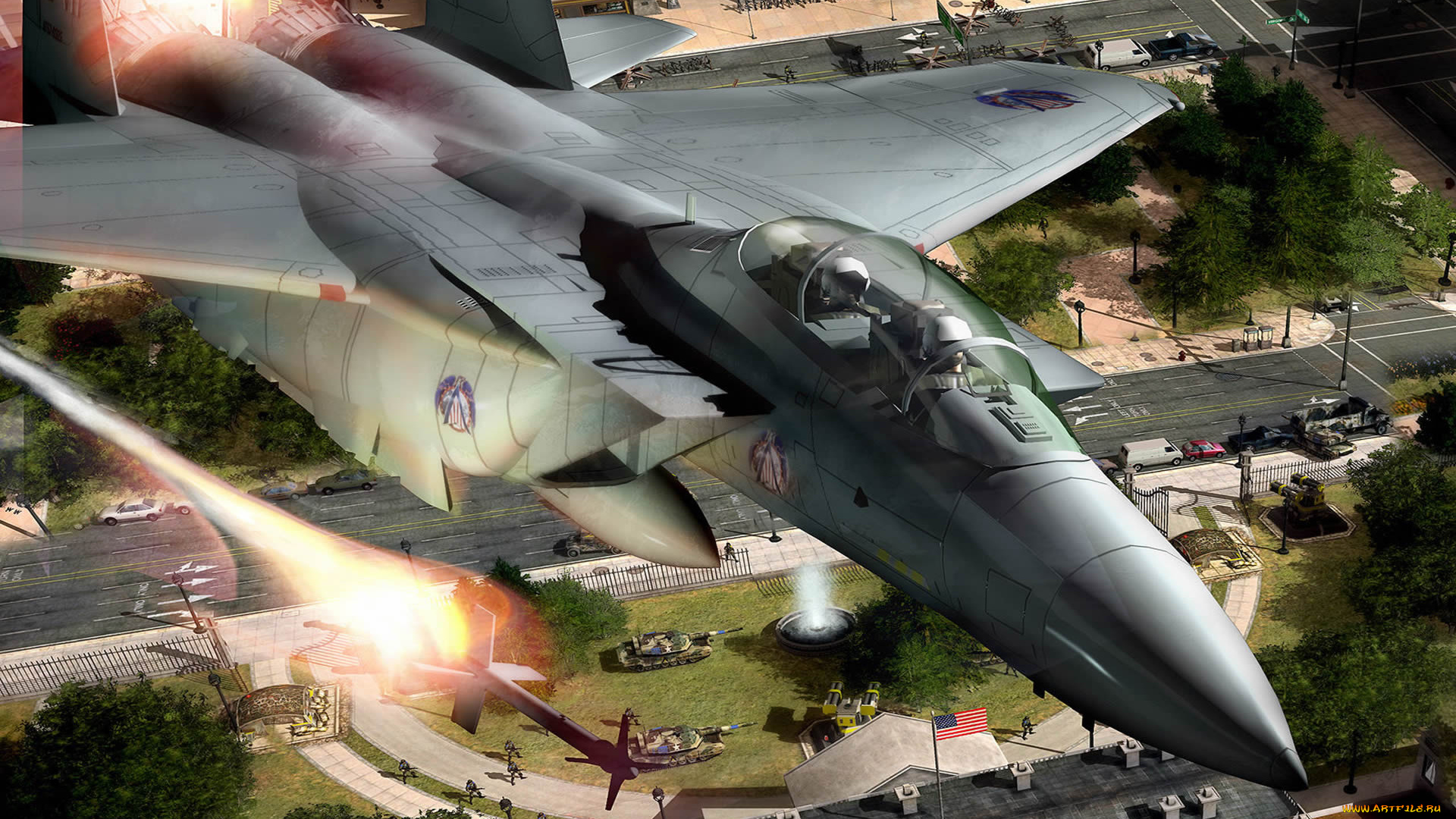 видео, игры, act, of, war, , direct, action, самолет, полет, город, бомба