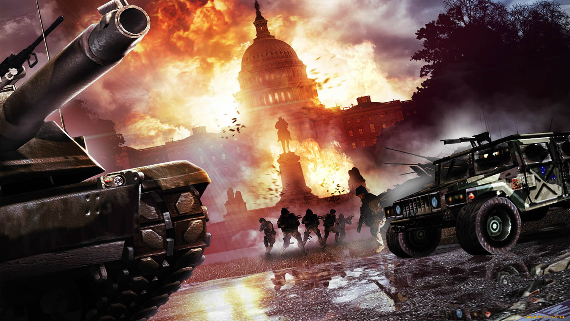 видео, игры, act, of, war, , direct, action, вашингтон, бой, техника, солдаты, взрыв