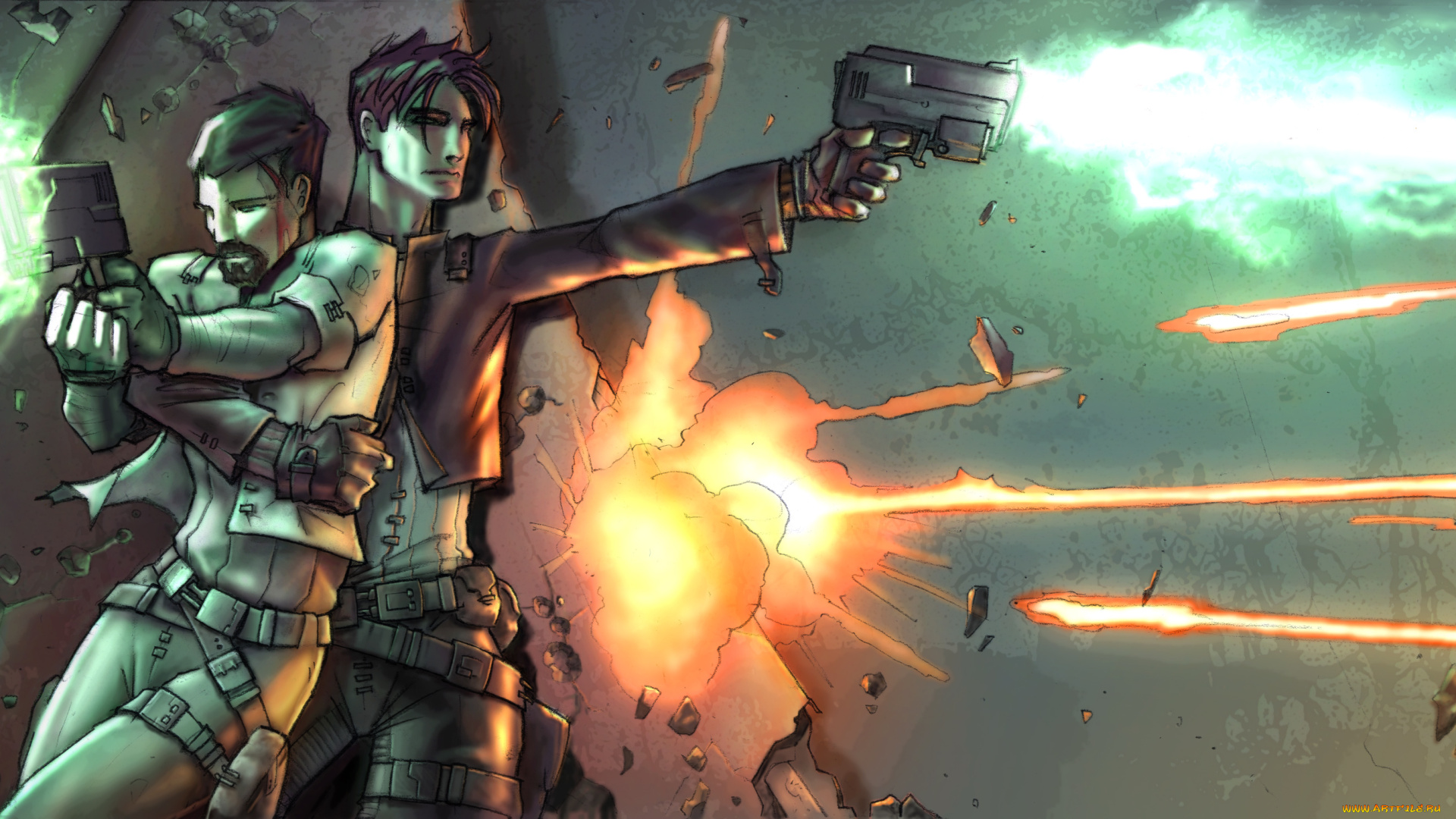 видео, игры, advent, rising, парни, оружие, бой