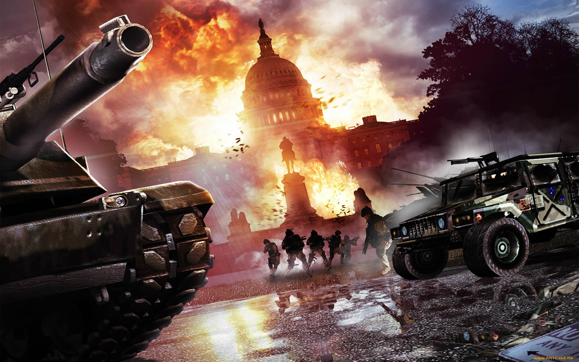 видео, игры, act, of, war, , direct, action, вашингтон, бой, техника, солдаты, взрыв