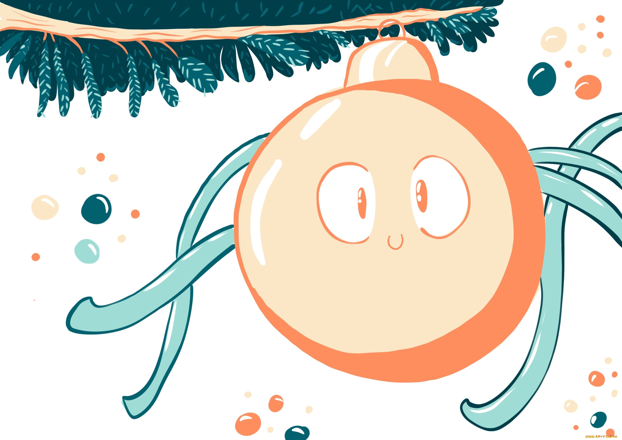 праздничные, -, разное, , новый, год, шарик, щупальца