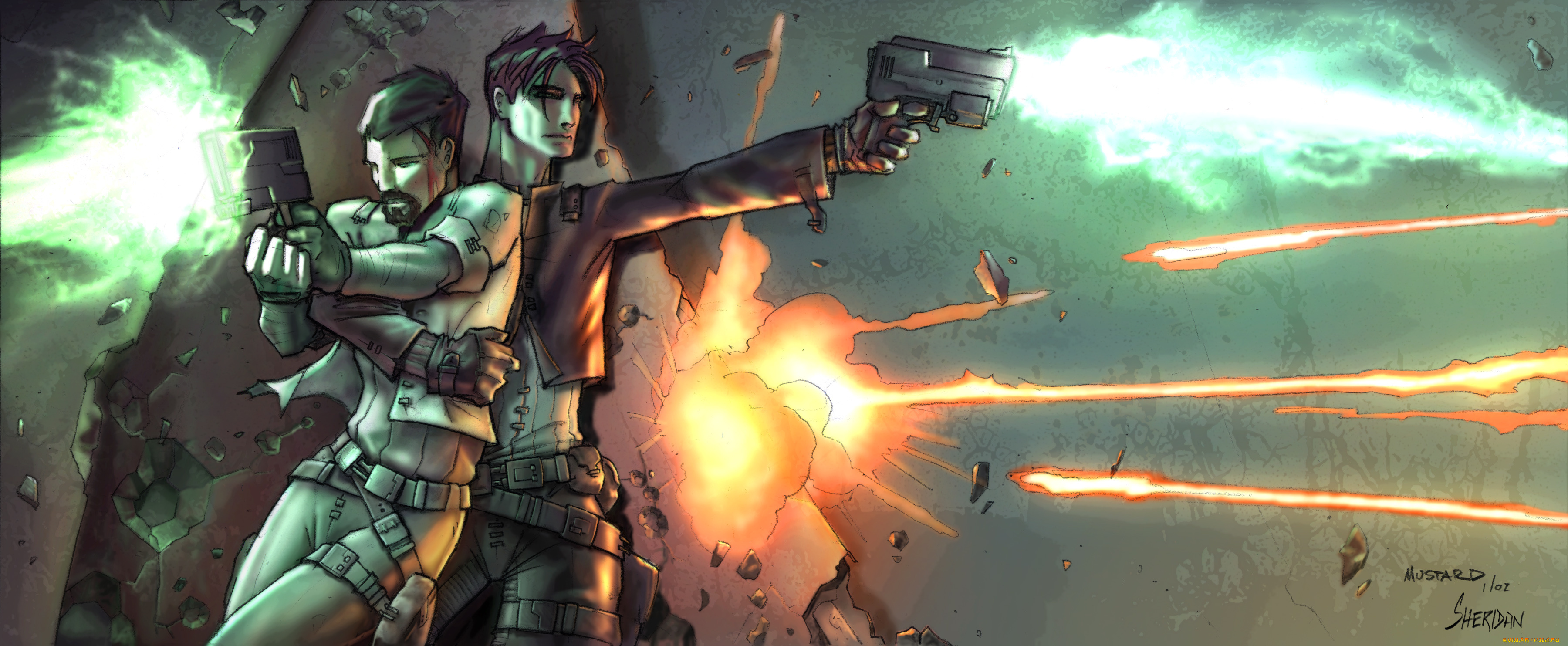 видео, игры, advent, rising, парни, оружие, бой