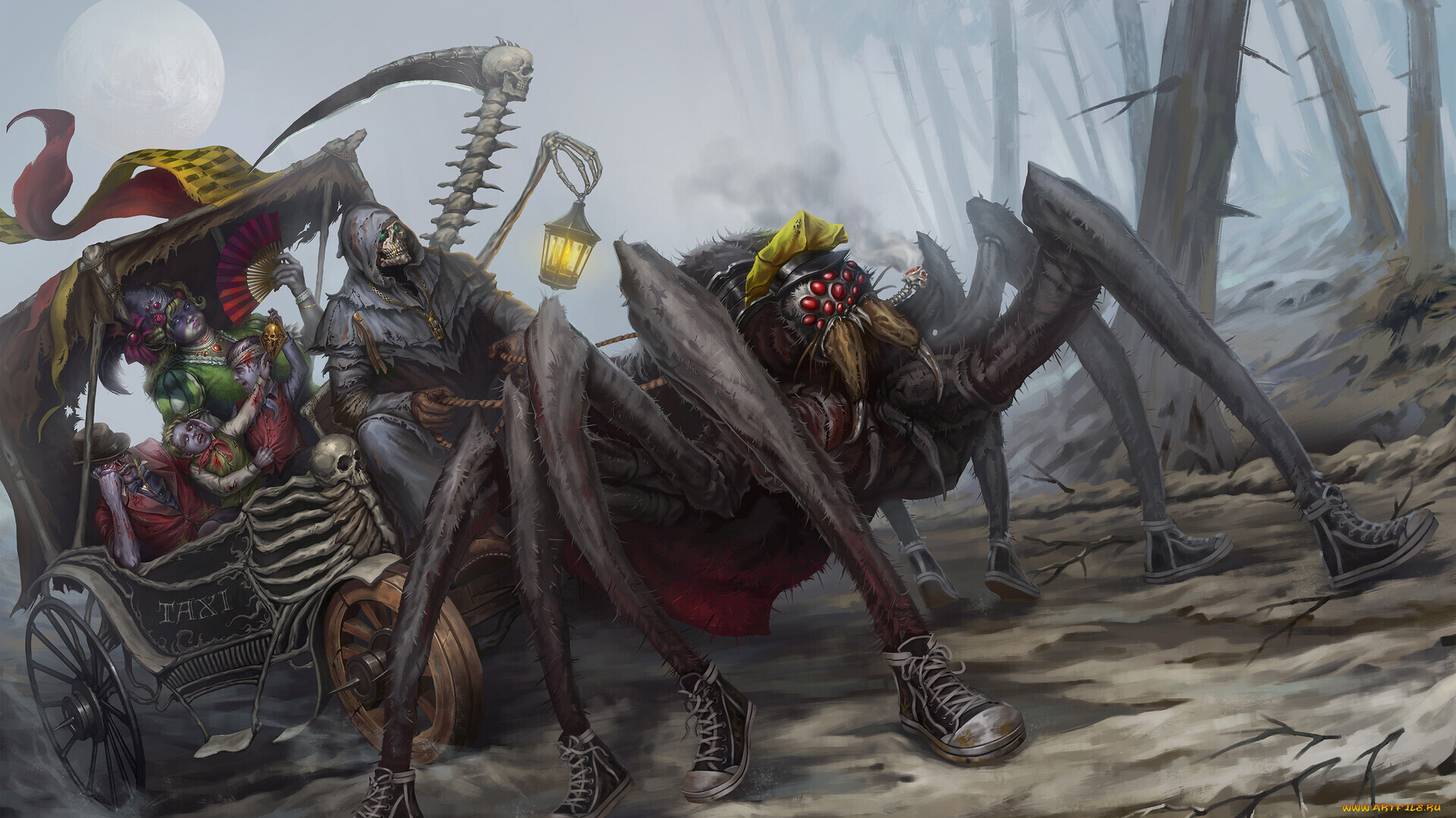 фэнтези, существа, скелет, паук