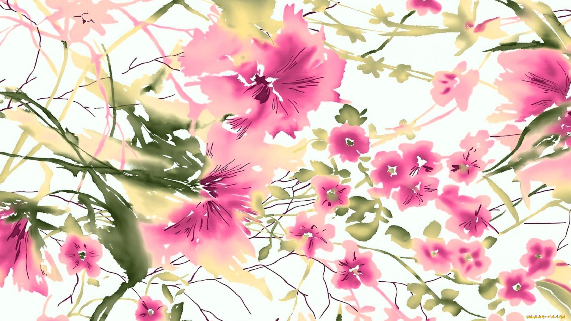 рисованное, цветы