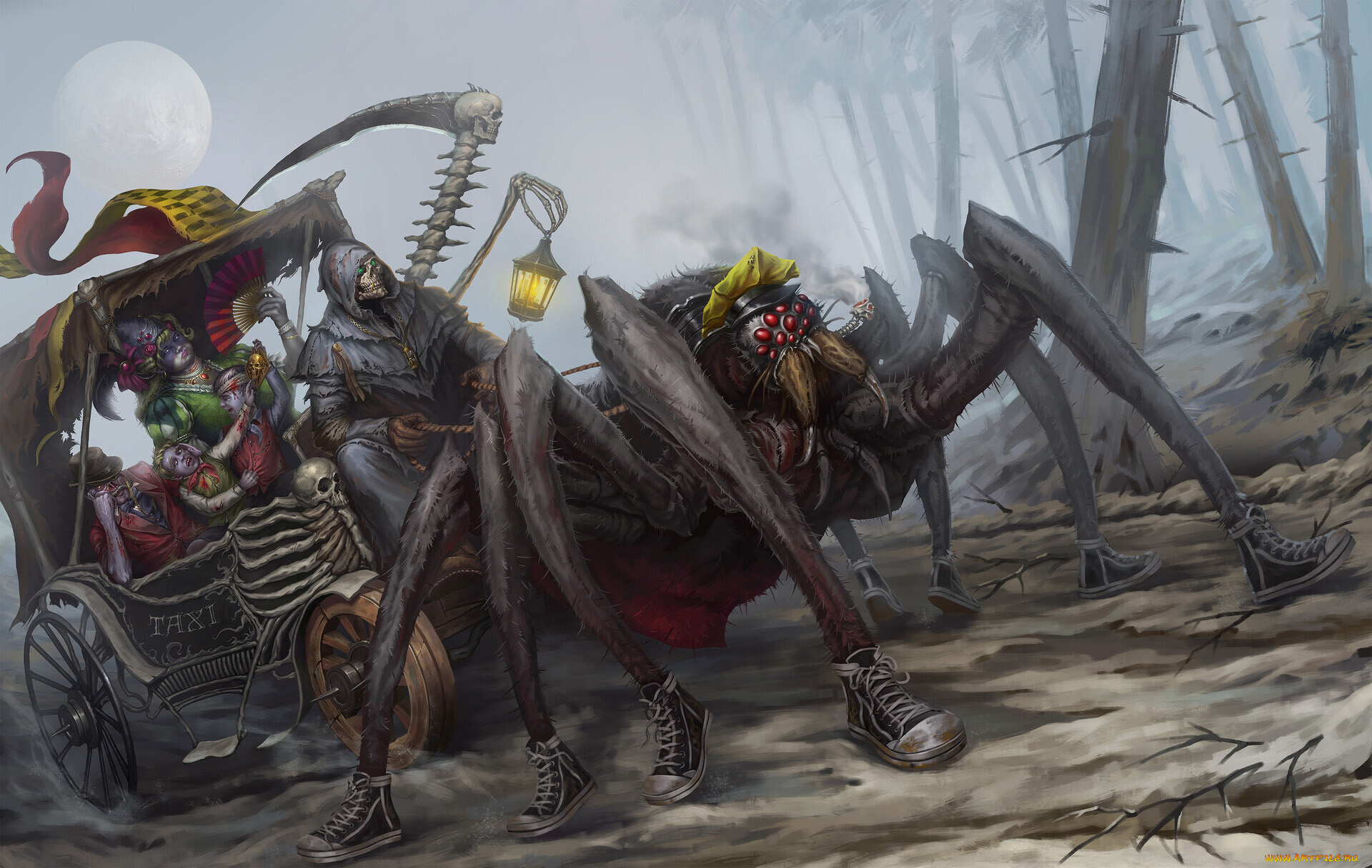 фэнтези, существа, скелет, паук