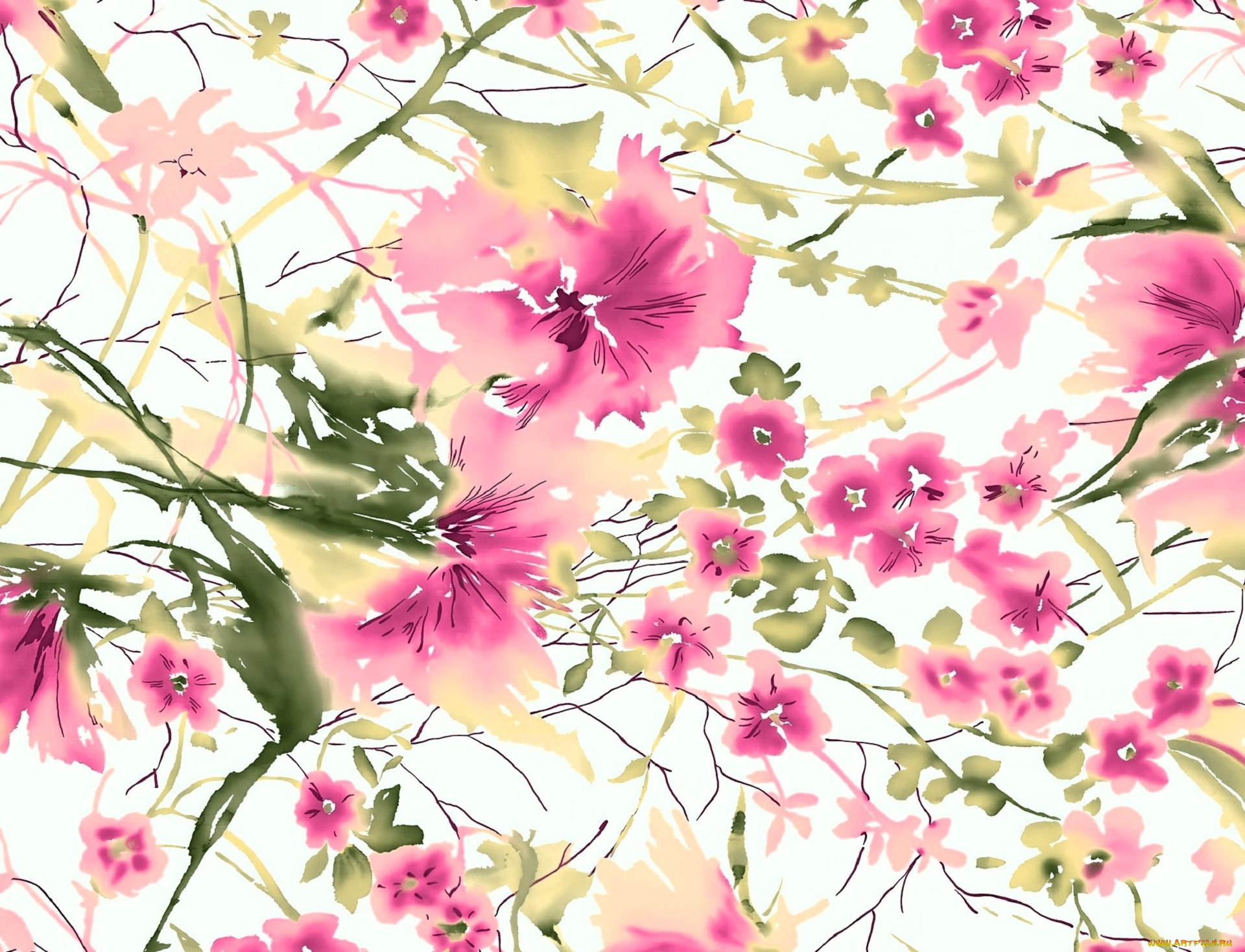 рисованное, цветы