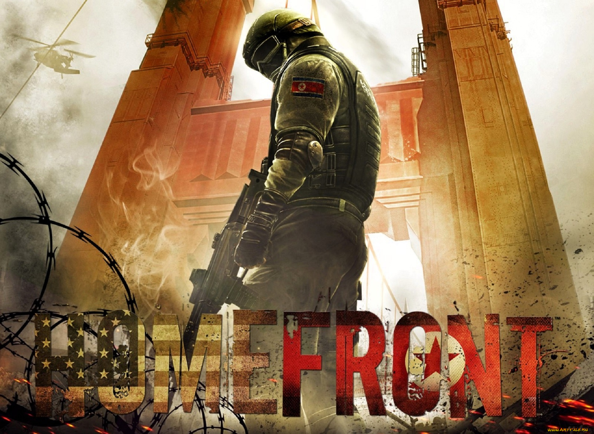 видео, игры, homefront, воин, оружие, мост, проволока