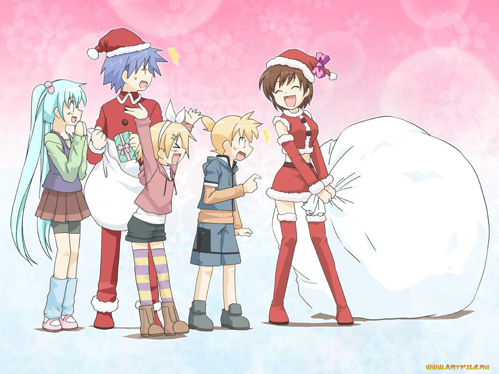 vocaloid, аниме, merry, chrismas, winter
