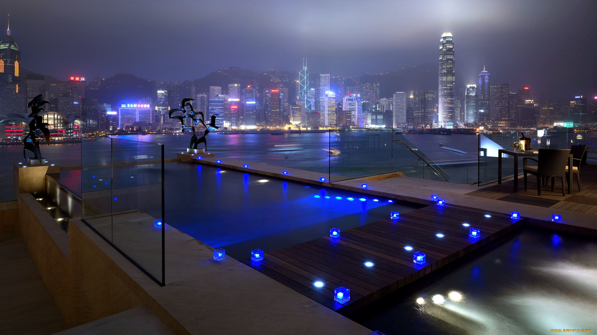 города, огни, ночного