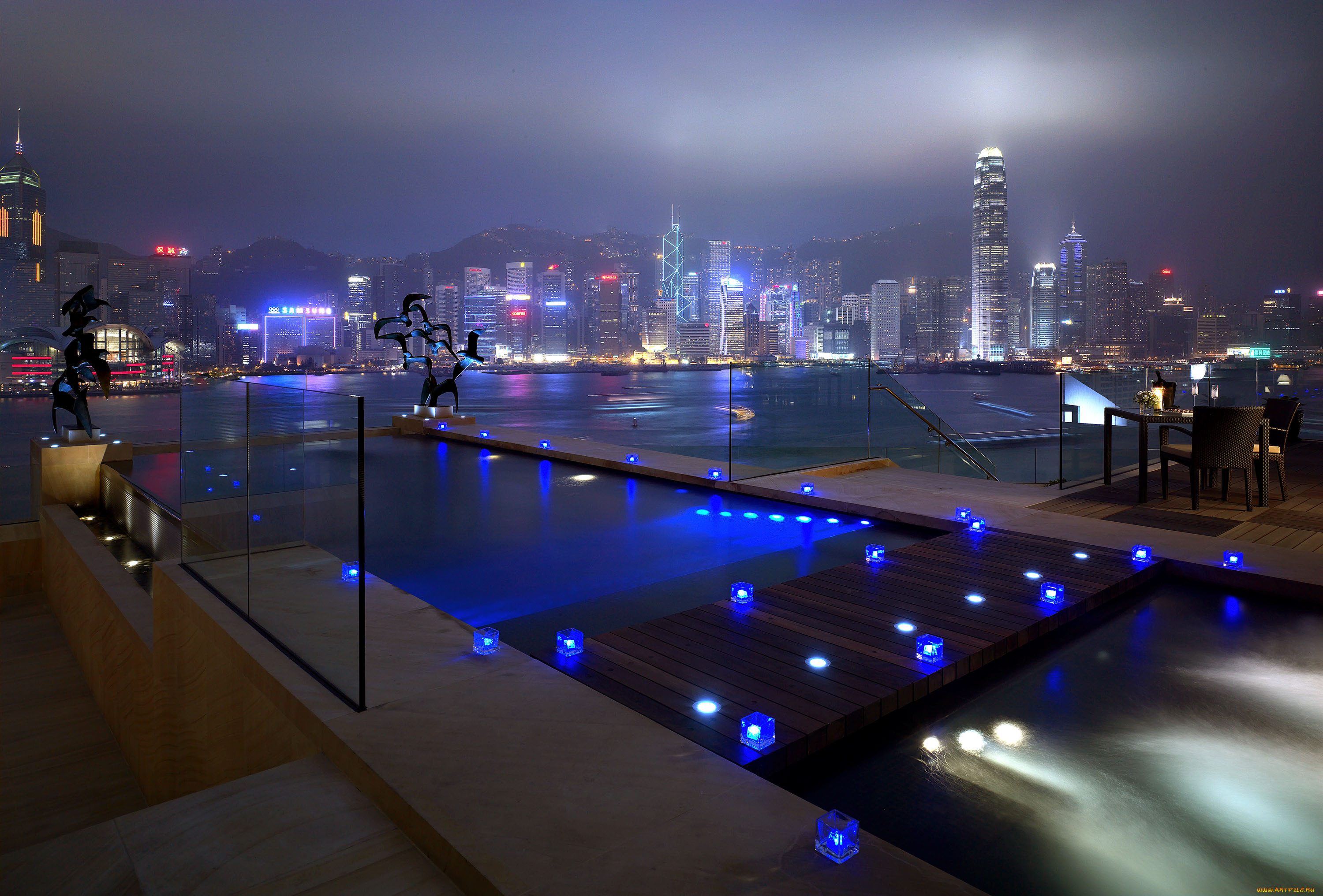 города, огни, ночного