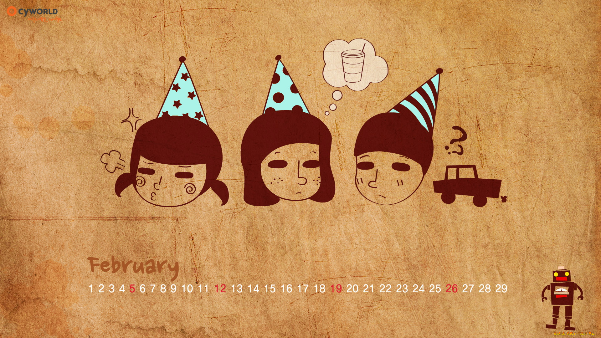 календари, рисованные, векторная, графика, робот