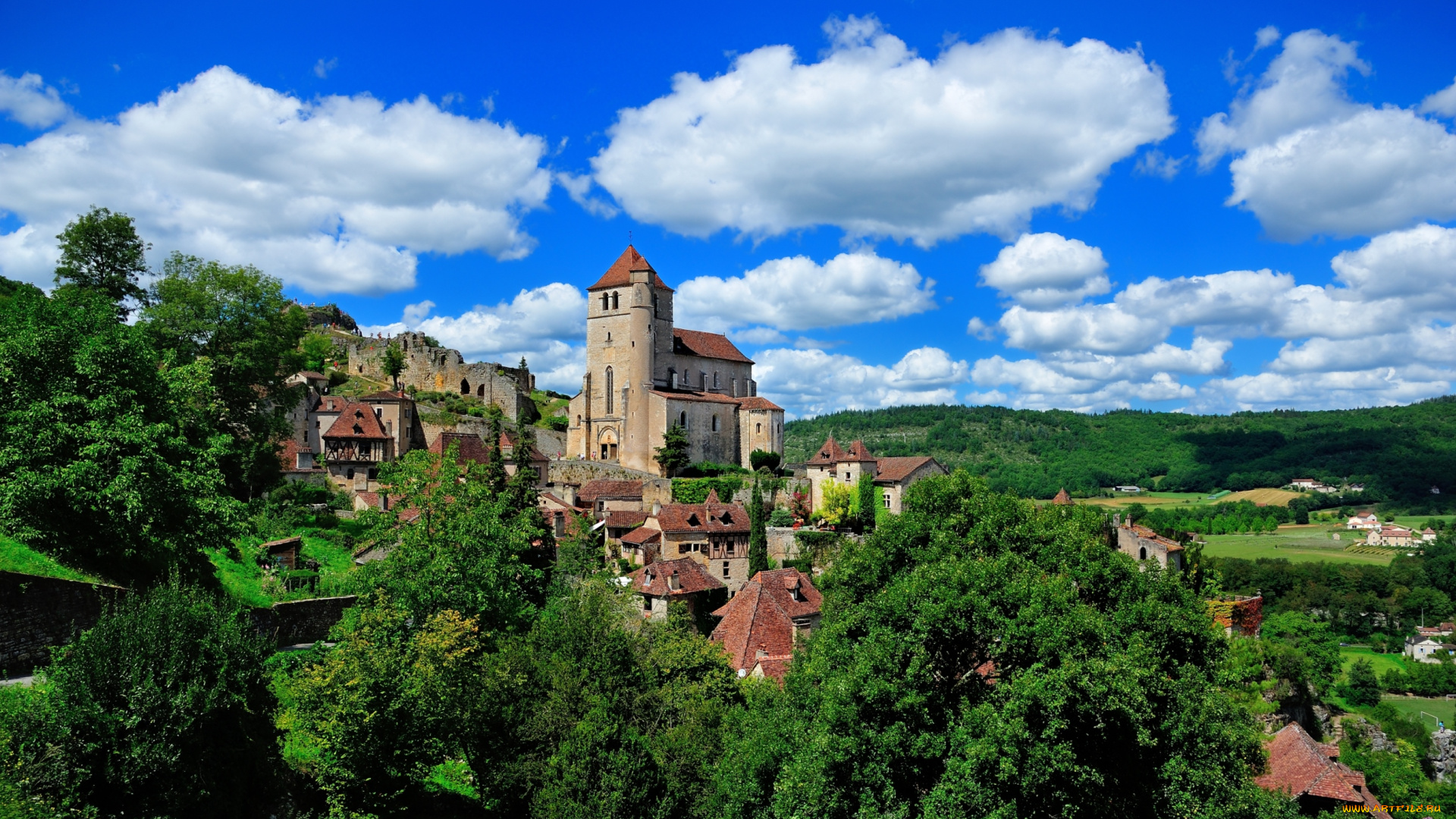 сен-сирк, лаполи, , франция, города, -, пейзажи, холмы, здания