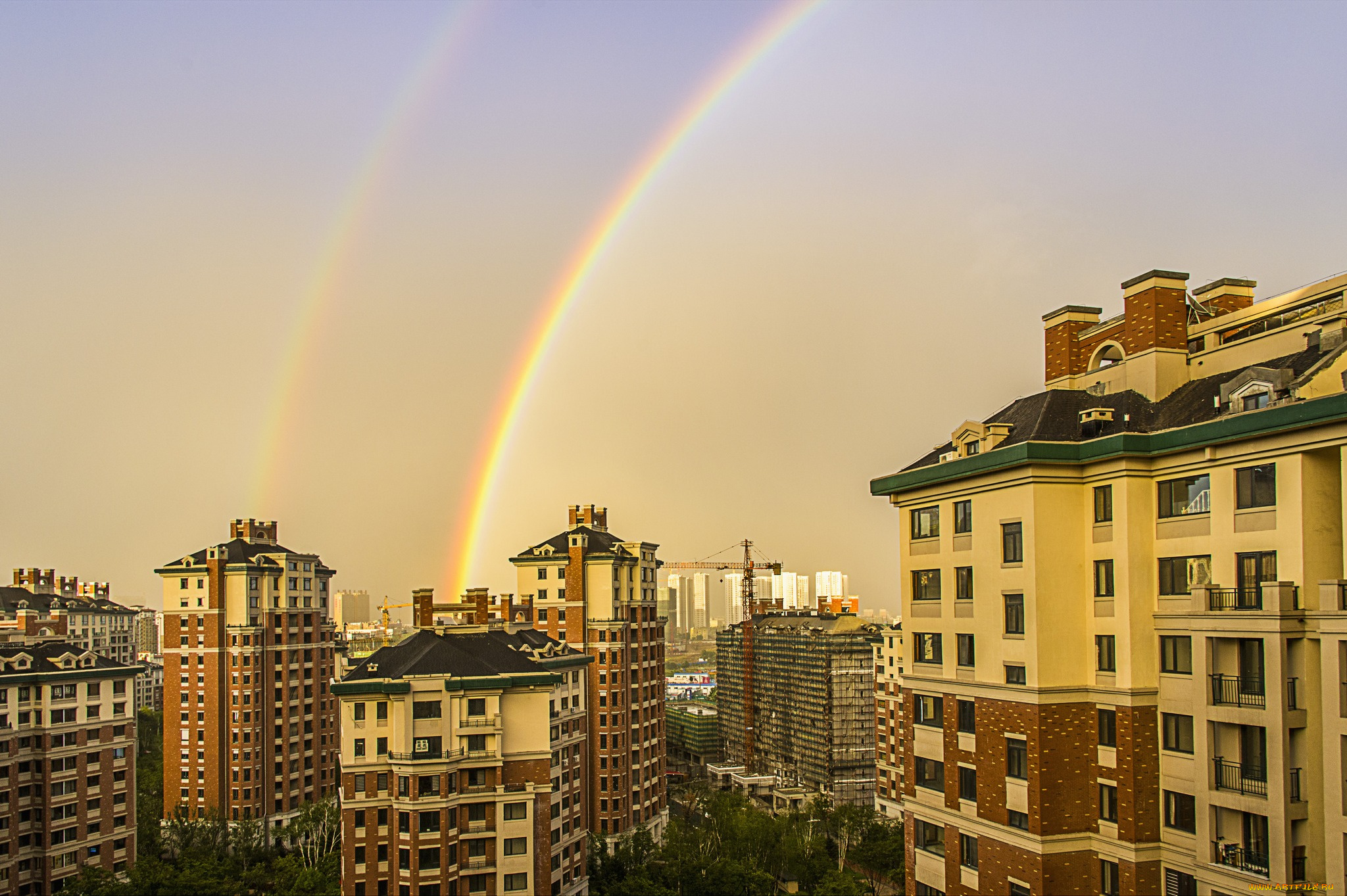 harbin, , china, города, -, здания, , дома, радуга, китай