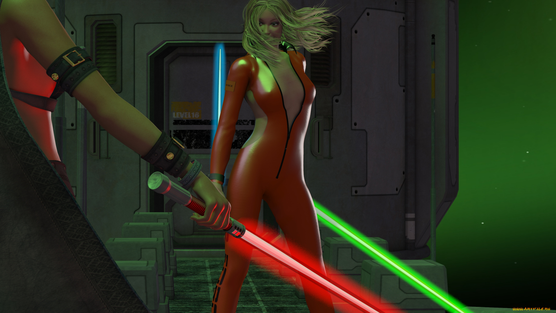 3д, графика, фантазия, , fantasy, фон, взгляд, девушки, оружие