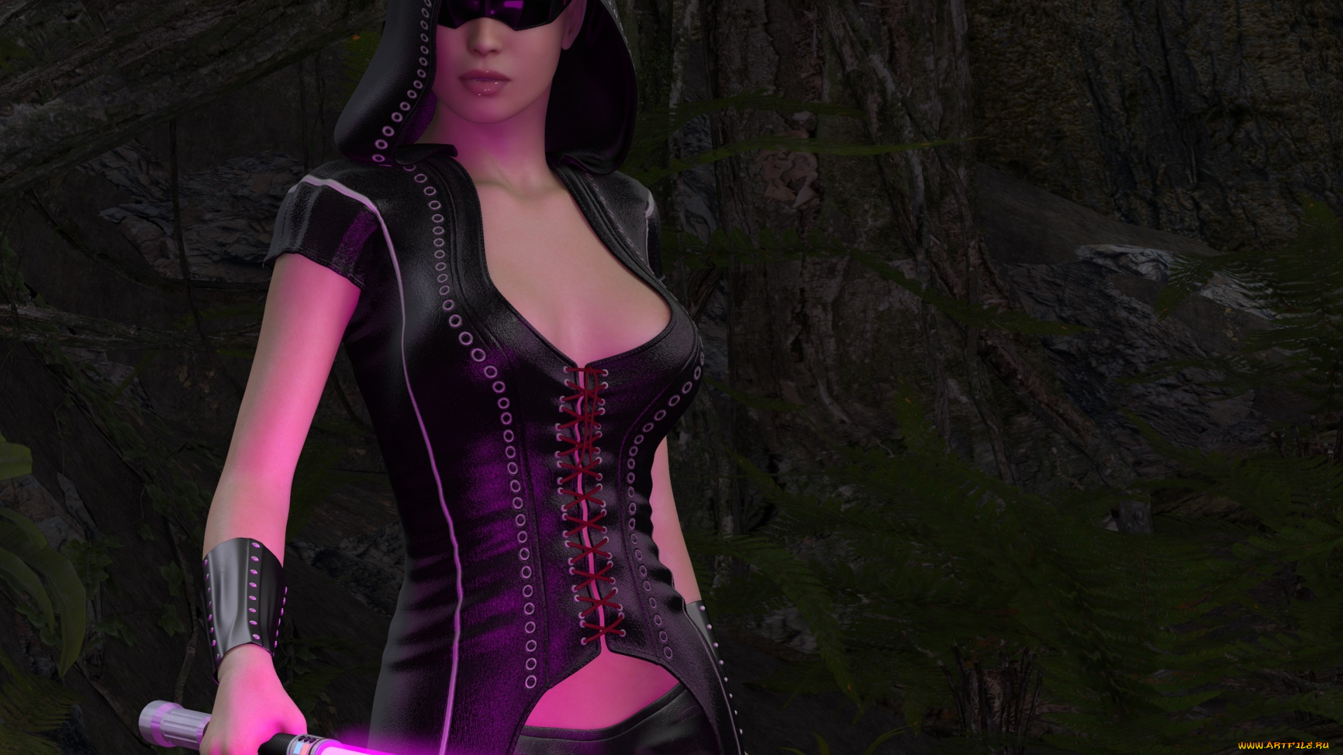 3д, графика, фантазия, , fantasy, взгляд, девушка, оружие, фон