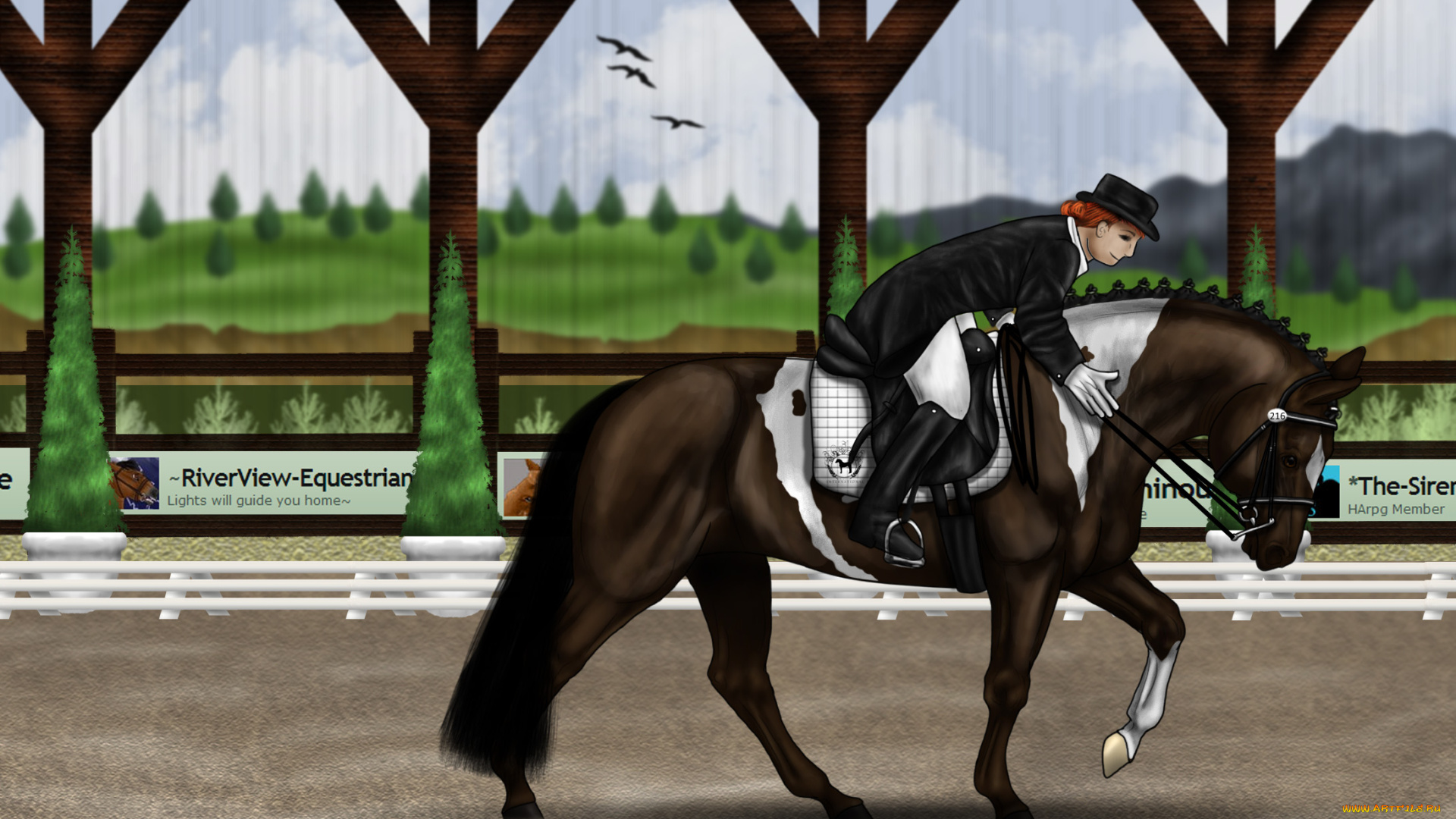 рисованное, животные, , лошади, всадник, лошадь