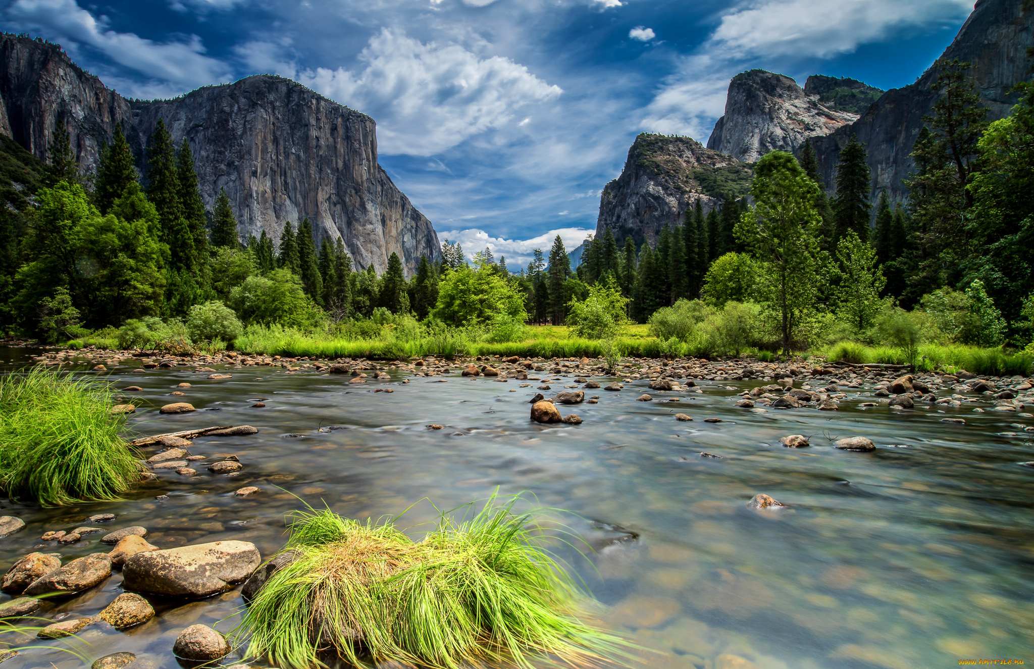 природа, реки, озера, скалы, облака, лес, деревья, небо, national, park, yosemite, озеро, sierra, nevada, горы