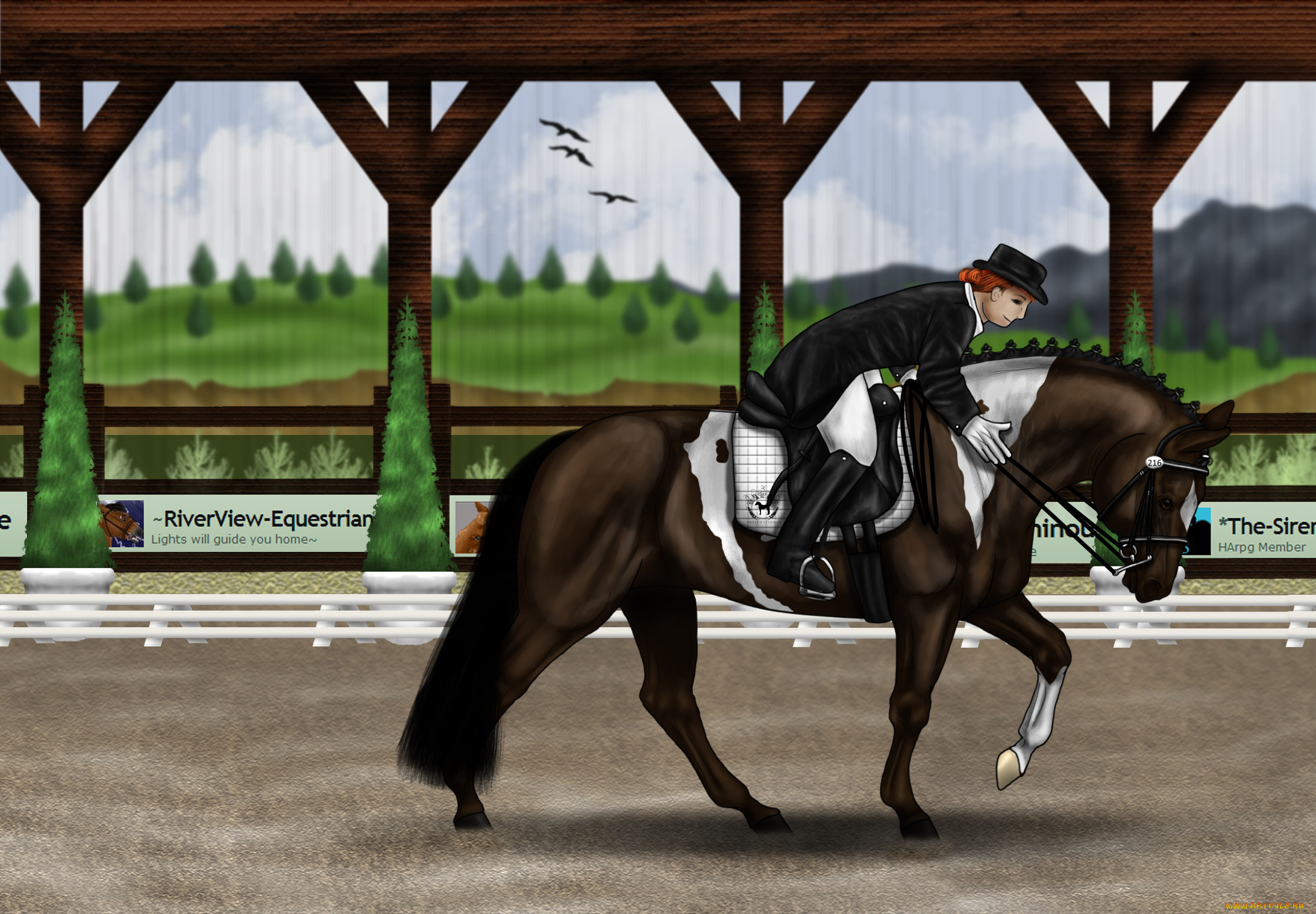 рисованное, животные, , лошади, всадник, лошадь