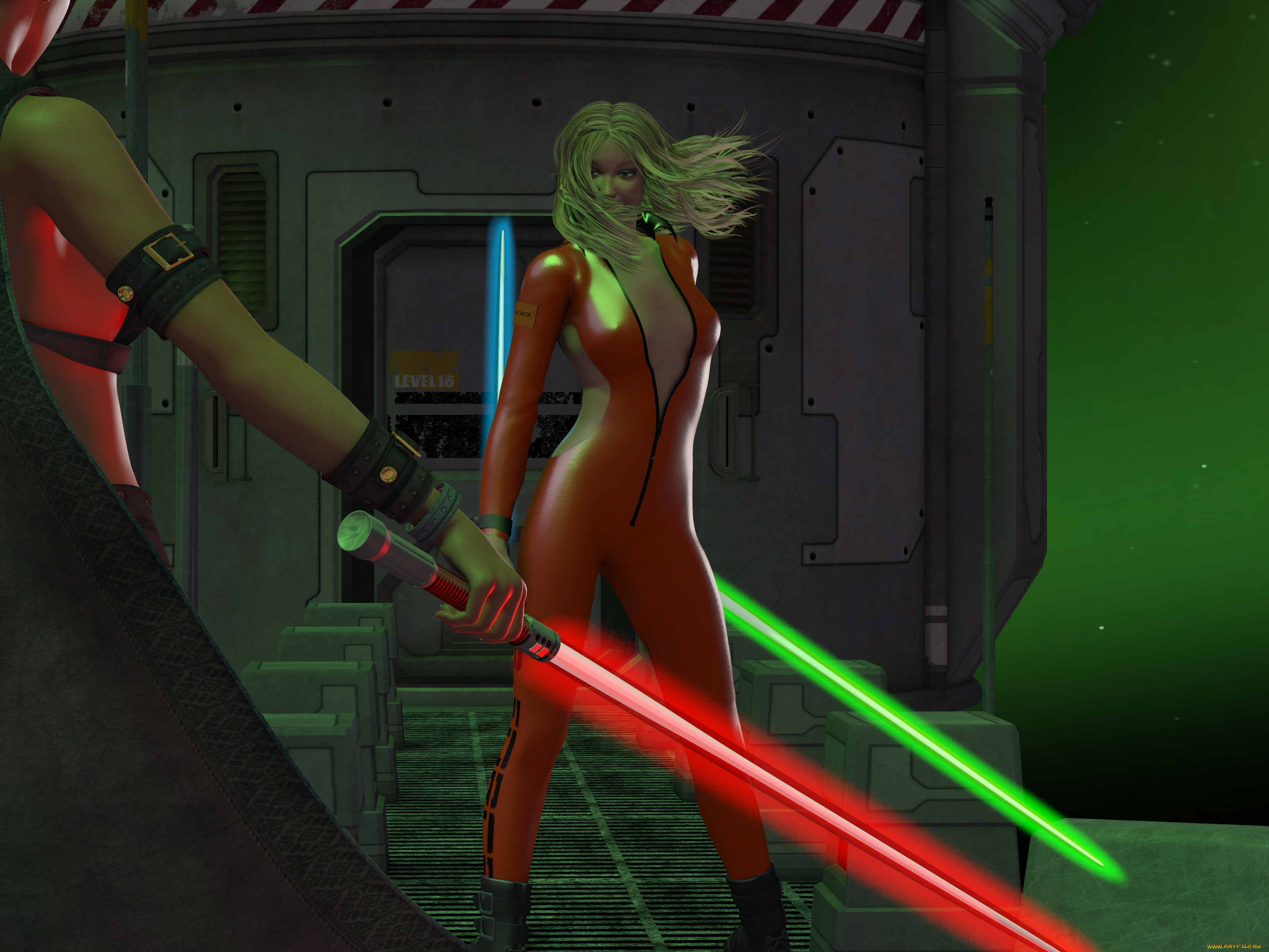 3д, графика, фантазия, , fantasy, фон, взгляд, девушки, оружие