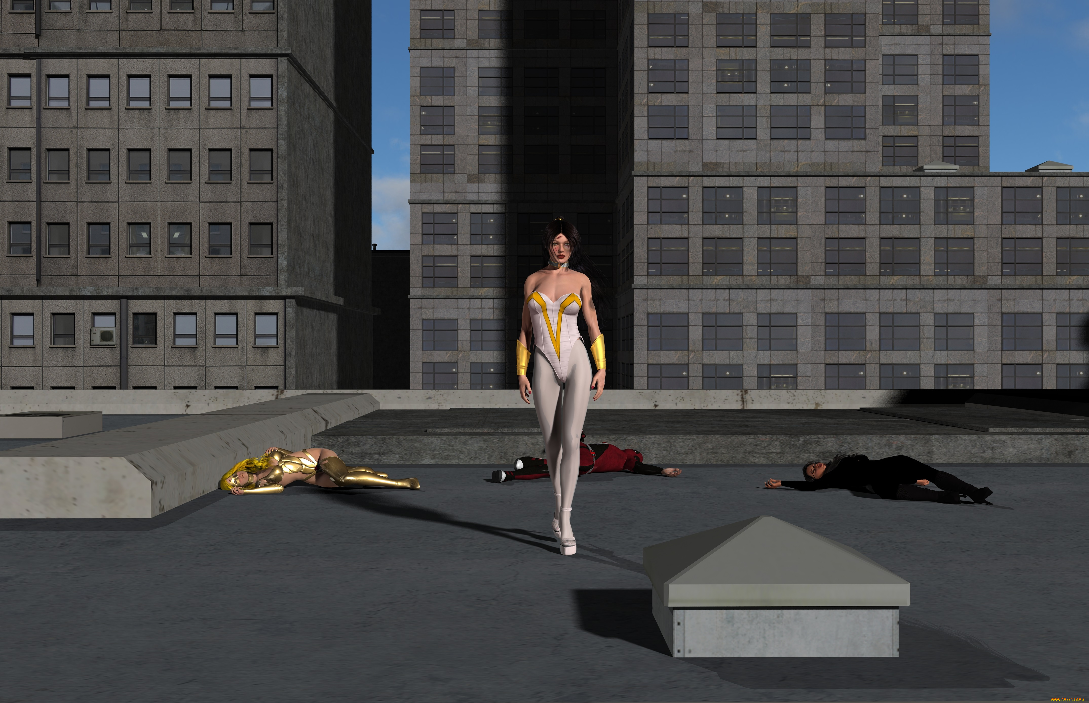 3д, графика, фантазия, , fantasy, взгляд, девушка, дома, фон