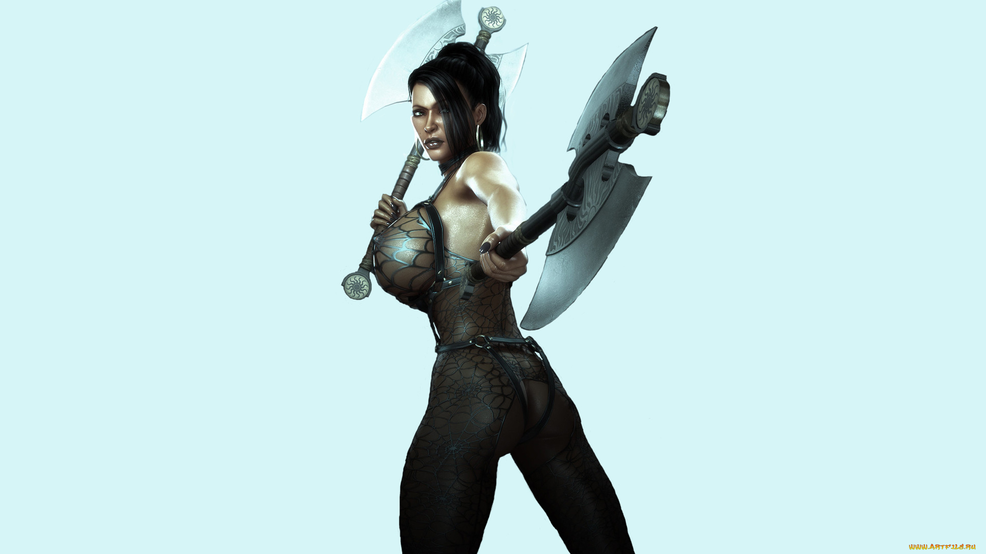 3д, графика, амазонки, , amazon, девушка, фон, взгляд, секира