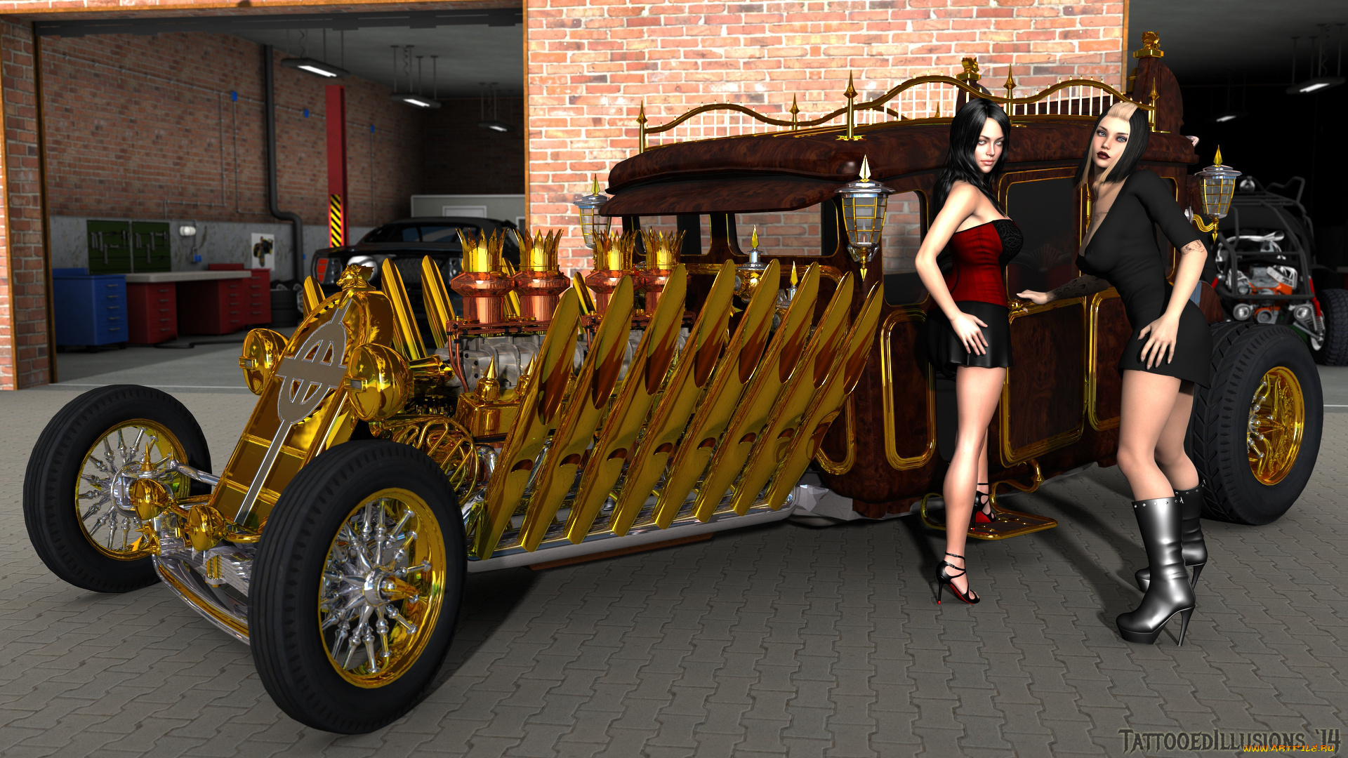 3д, графика, фантазия, , fantasy, взгляд, девушки, фон