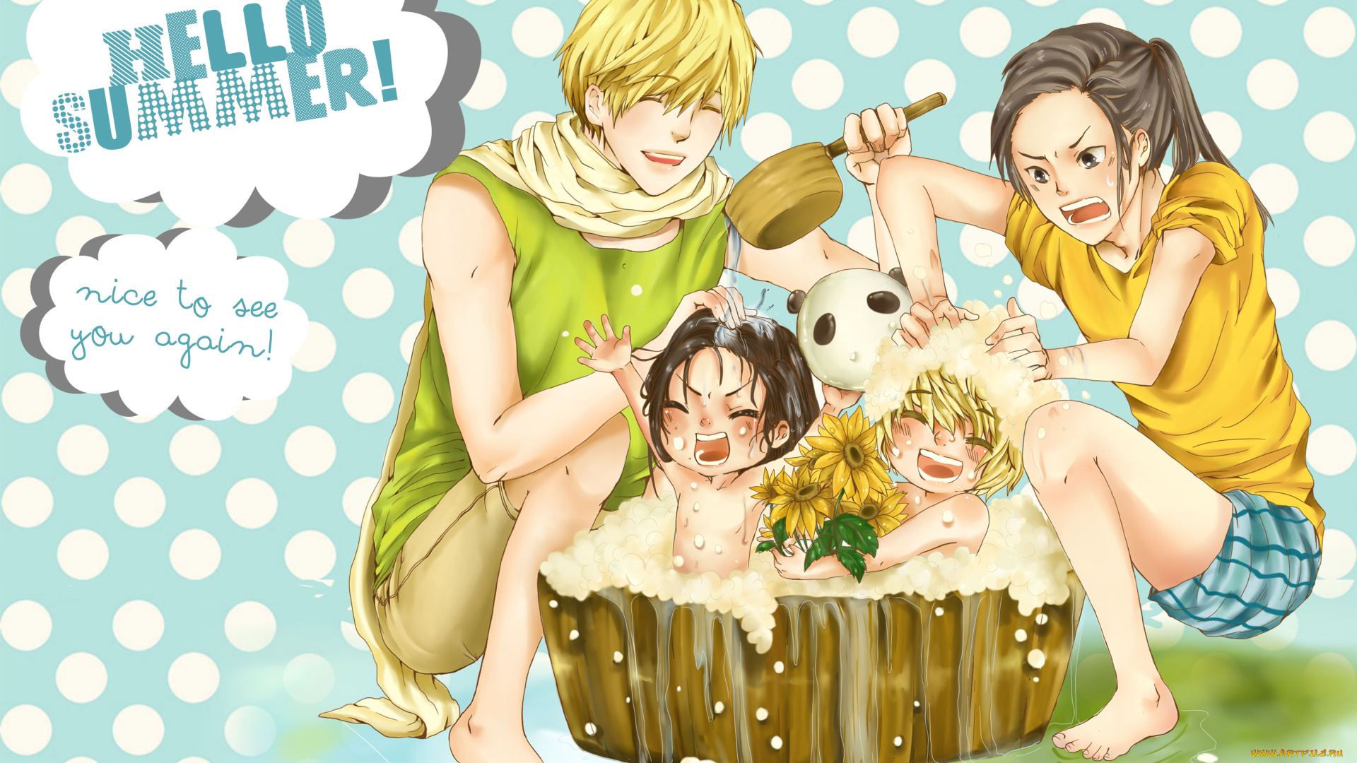 аниме, hetalia, , axis, powers, купание, мальчики, фон