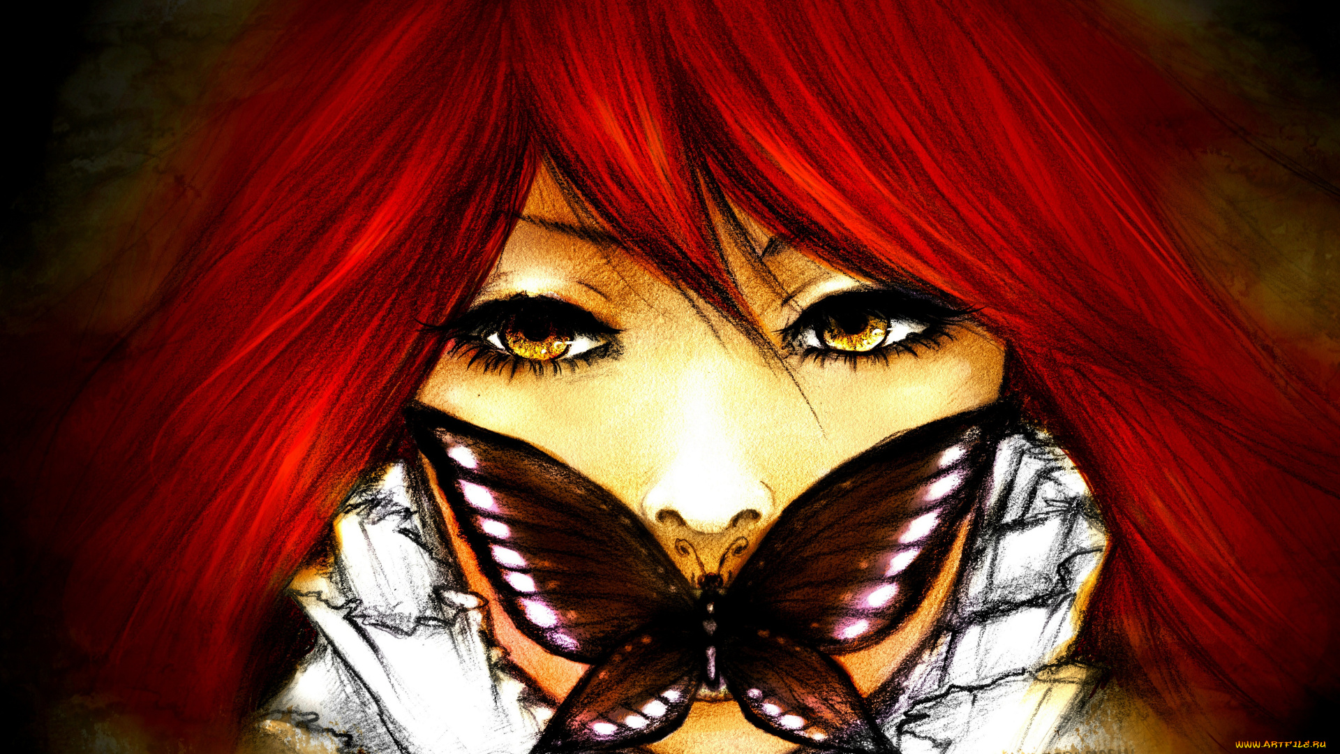 разное, арты, глаза, бабочка, арт