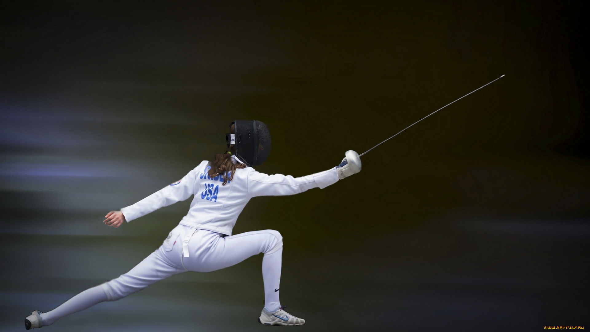 спорт, фехтование, рапира, фон, взгляд, девушка