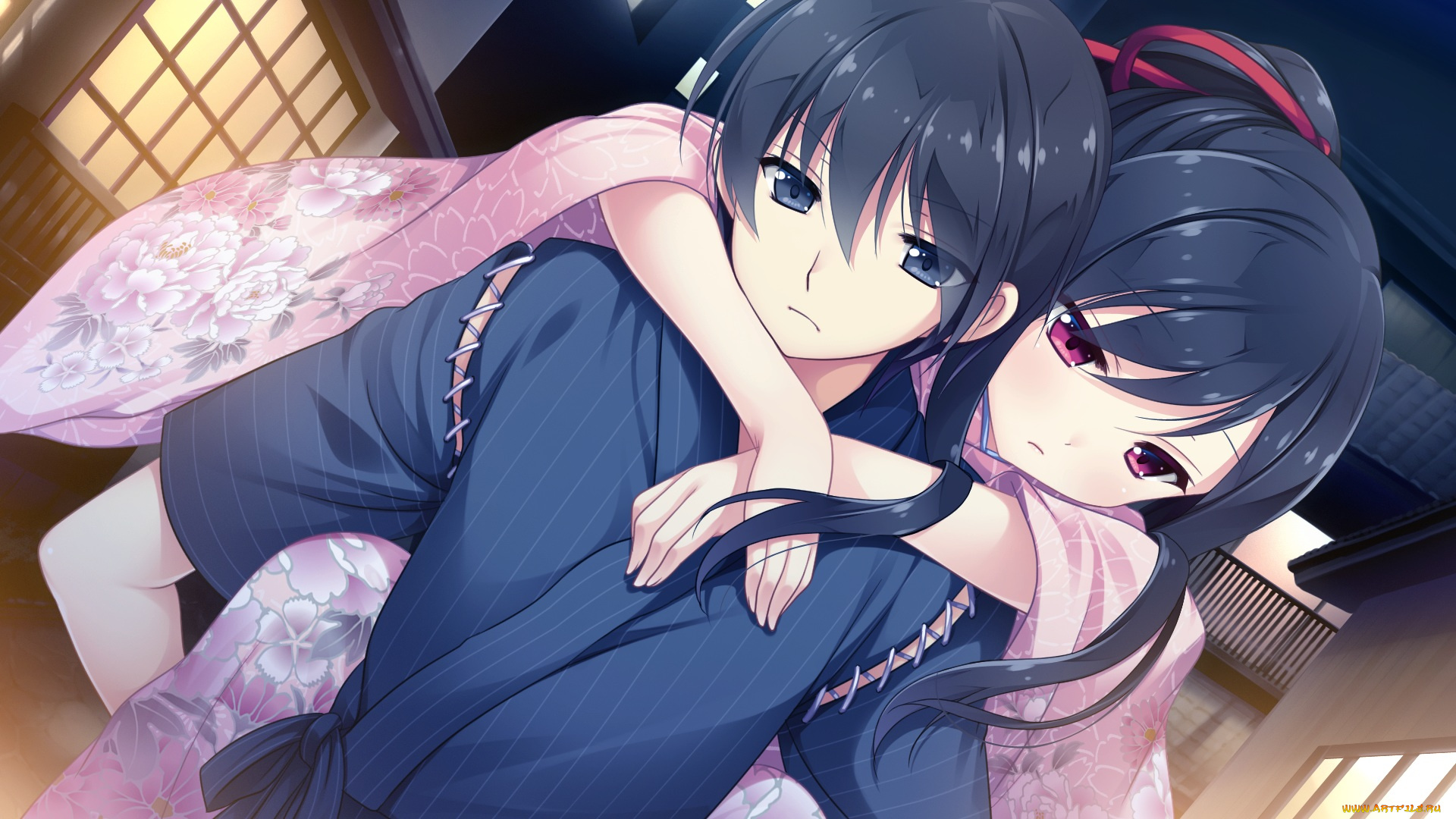 toki, mountain, tsumugu, yakusoku, аниме, девушки, взгляд, фон