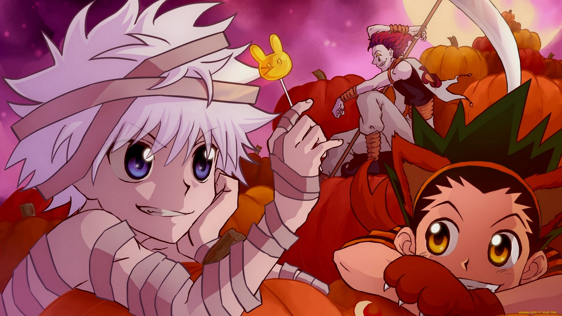 аниме, hunter, x, hunter, арт, хеллоуин, хисока, гон, киллуа