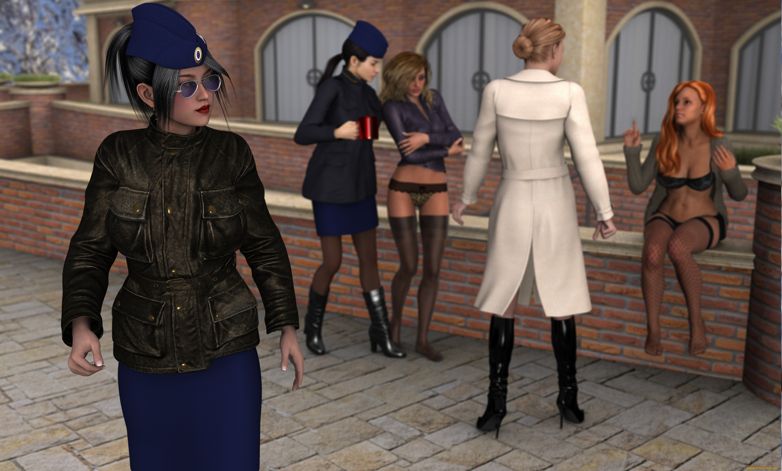 wolf, ii, 3д, графика, фантазия, , fantasy, фон, взгляд, девушки