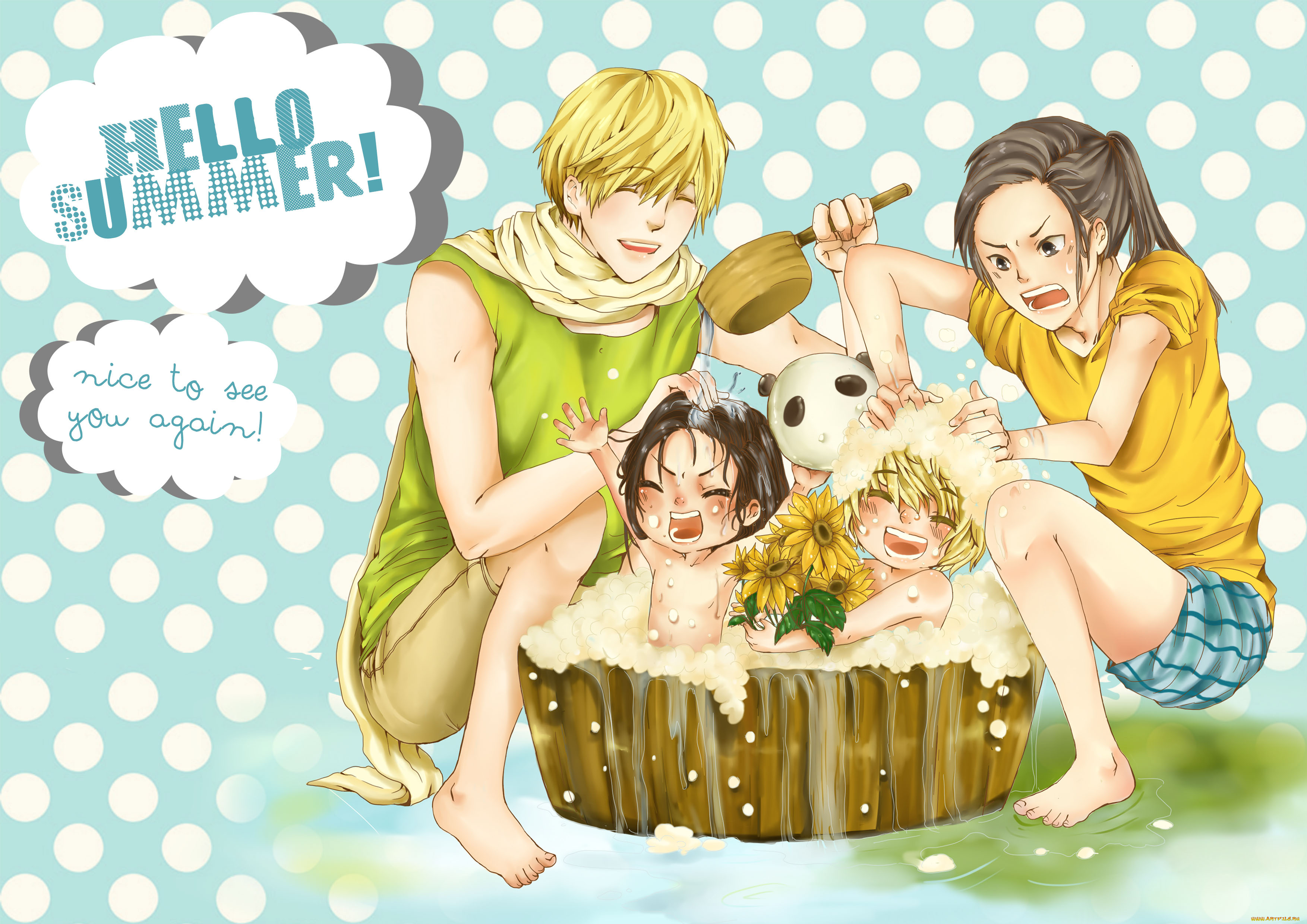 аниме, hetalia, , axis, powers, купание, мальчики, фон