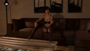 Картинка 3д+графика люди+ people интерьер фон взгляд девушка