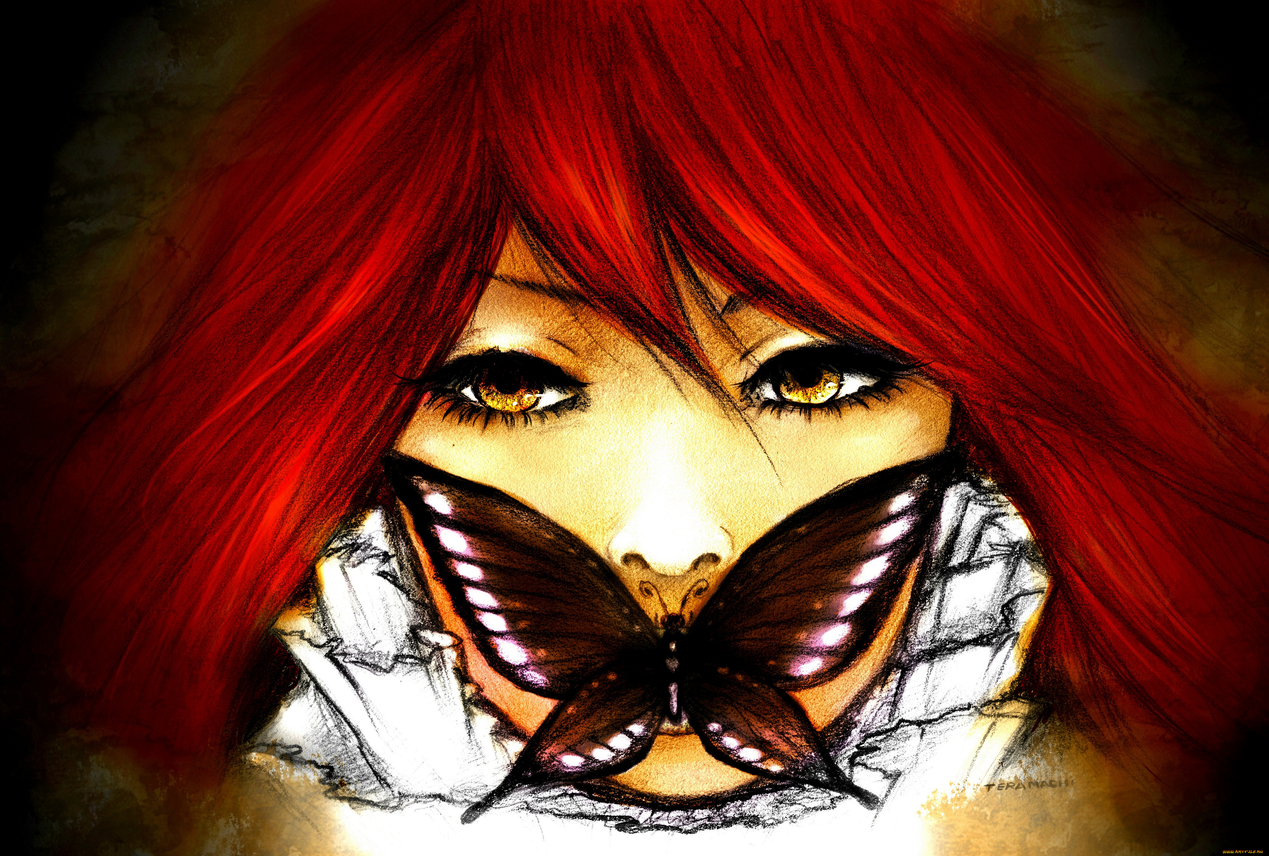 разное, арты, глаза, бабочка, арт