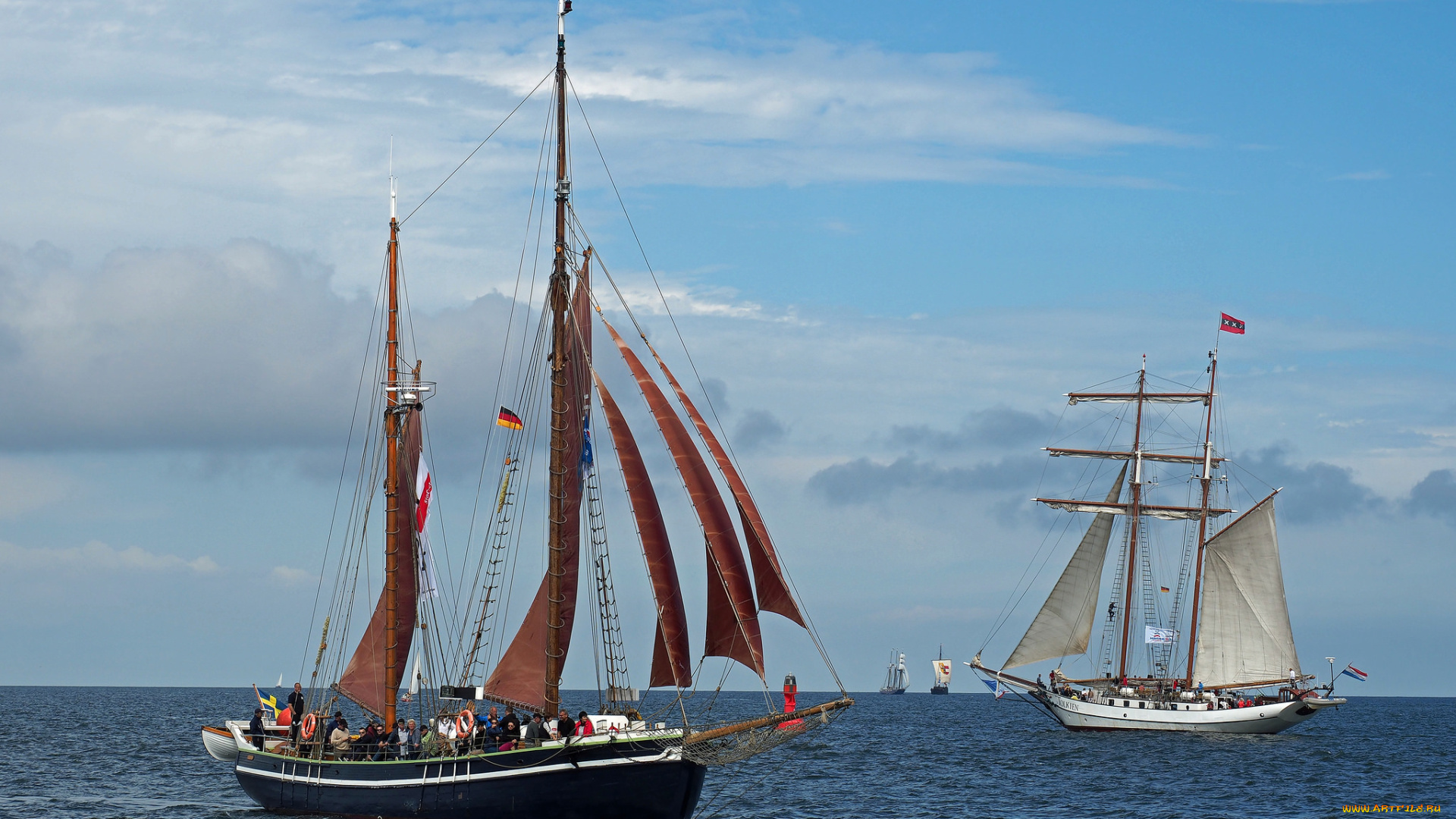корабли, парусники, мачты, паруса