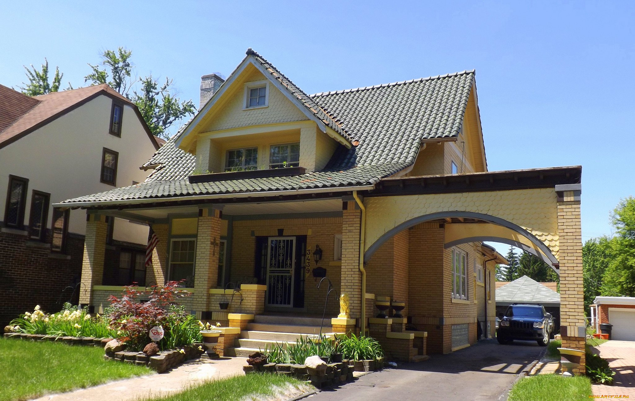 города, -, здания, , дома, дом, клумбы