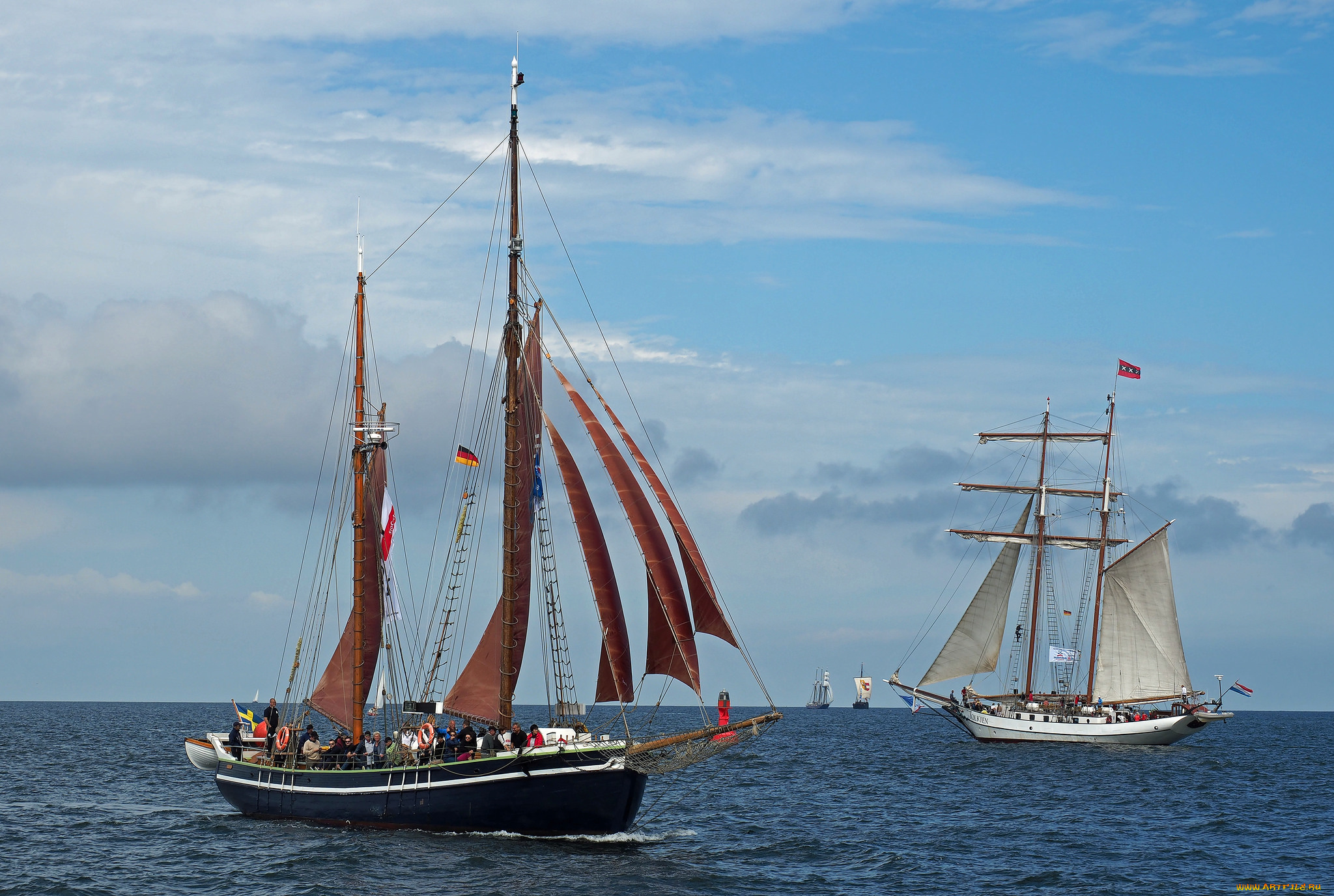 корабли, парусники, мачты, паруса