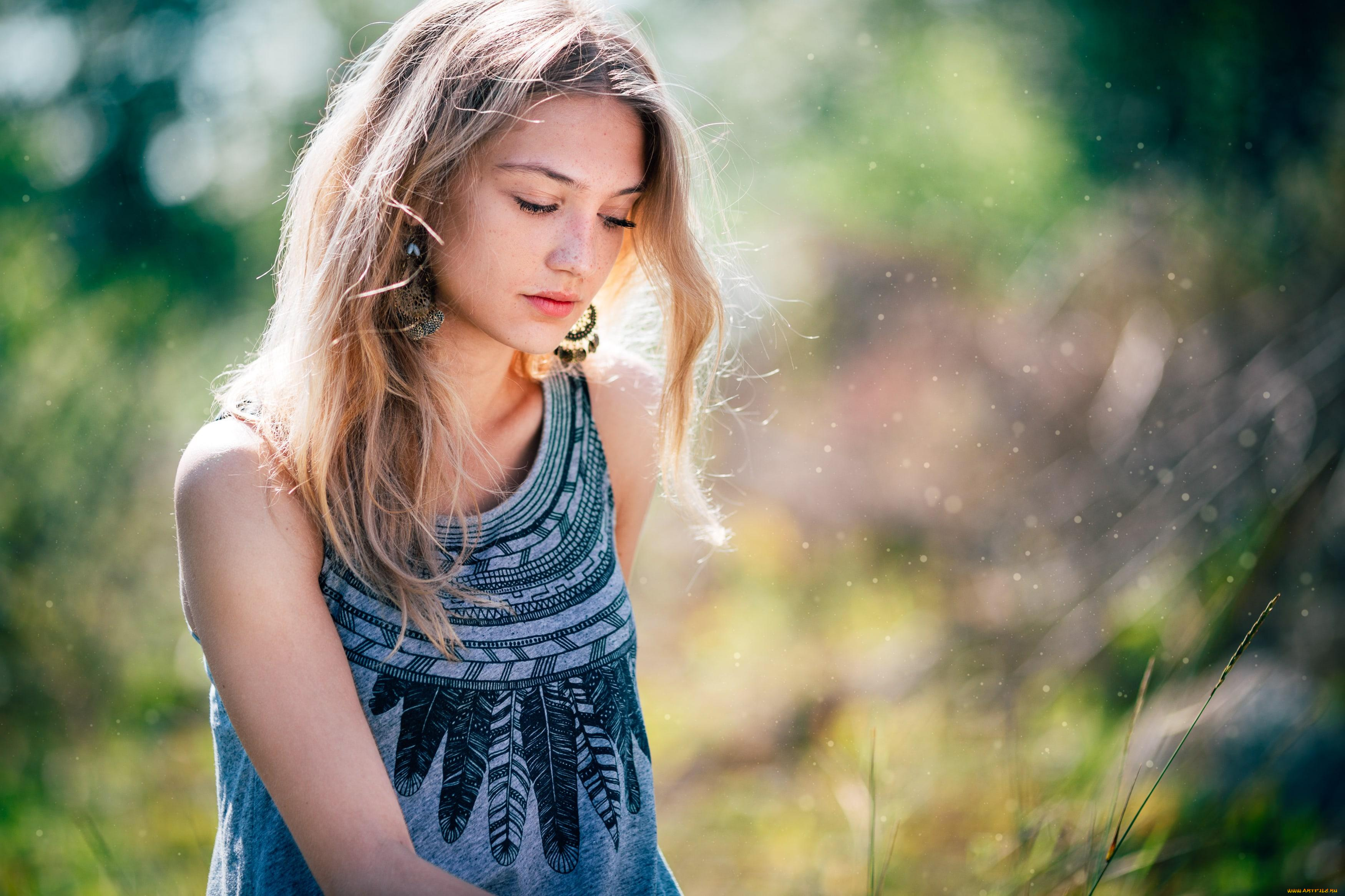 девушки, -unsort, , блондинки, , светловолосые, сарафан, серьги, блондинка