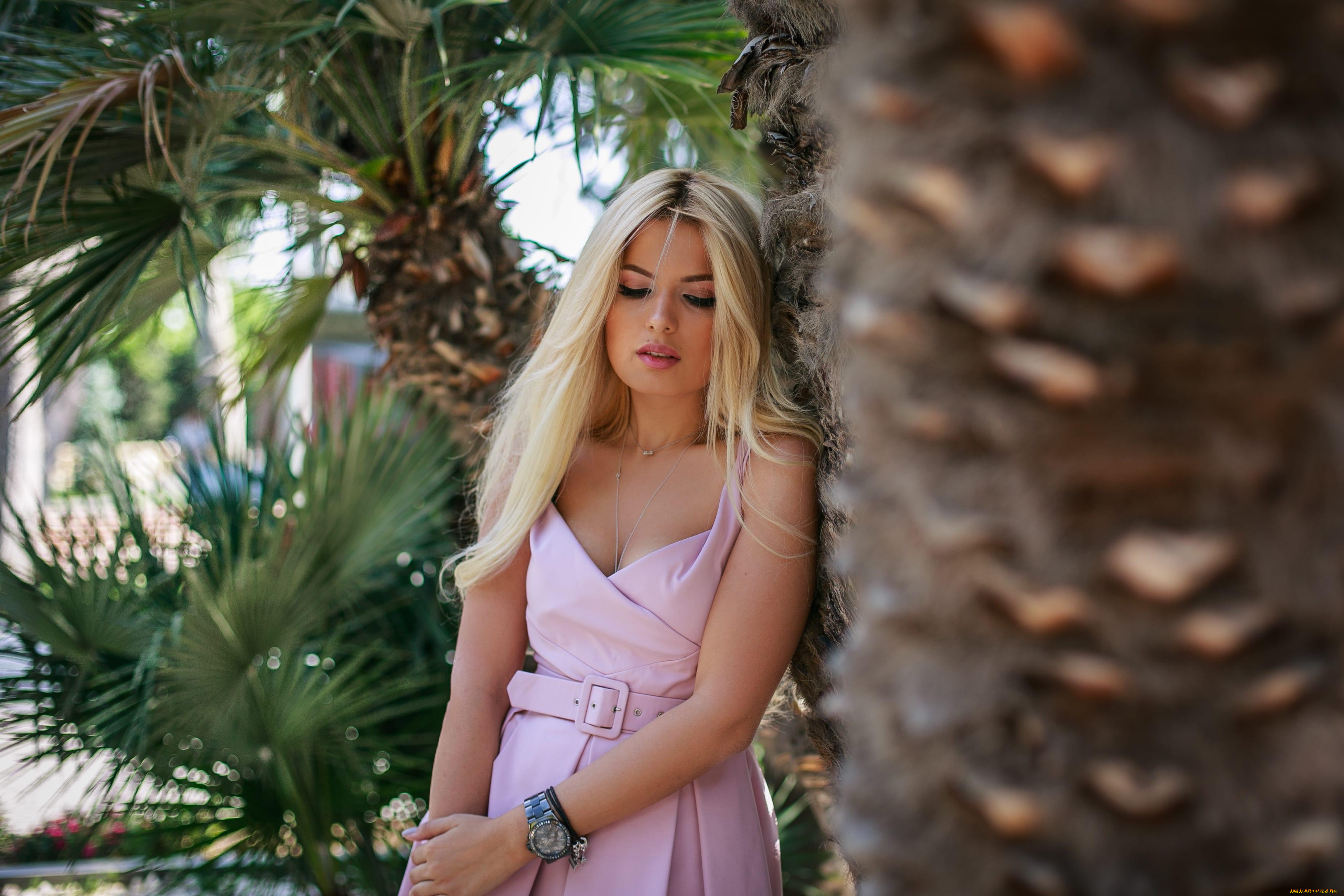 девушки, -unsort, , блондинки, , светловолосые, сарафан, блондинка, пальмы, часы