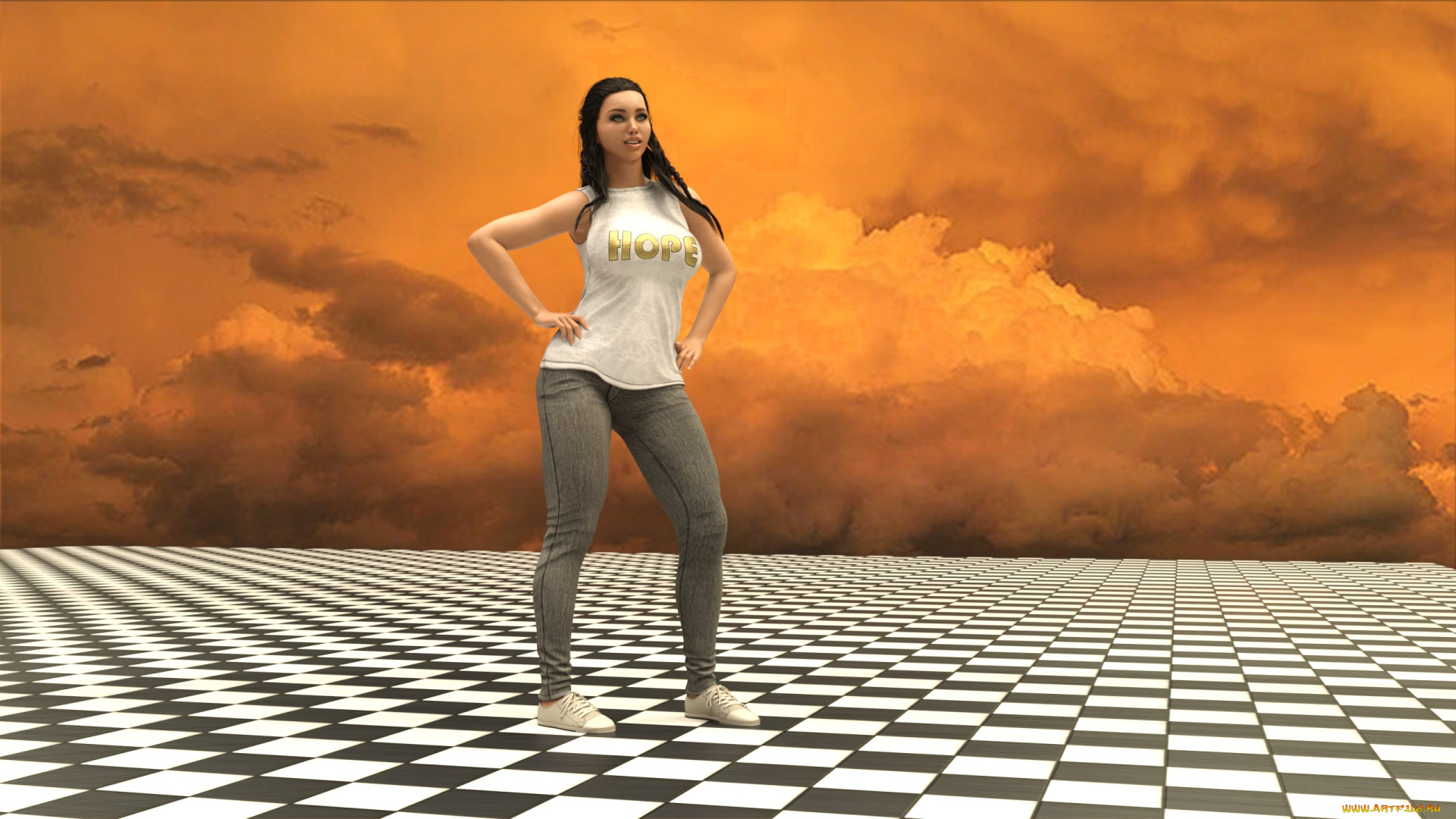 3д, графика, люди, , people, девушка, взгляд, фон