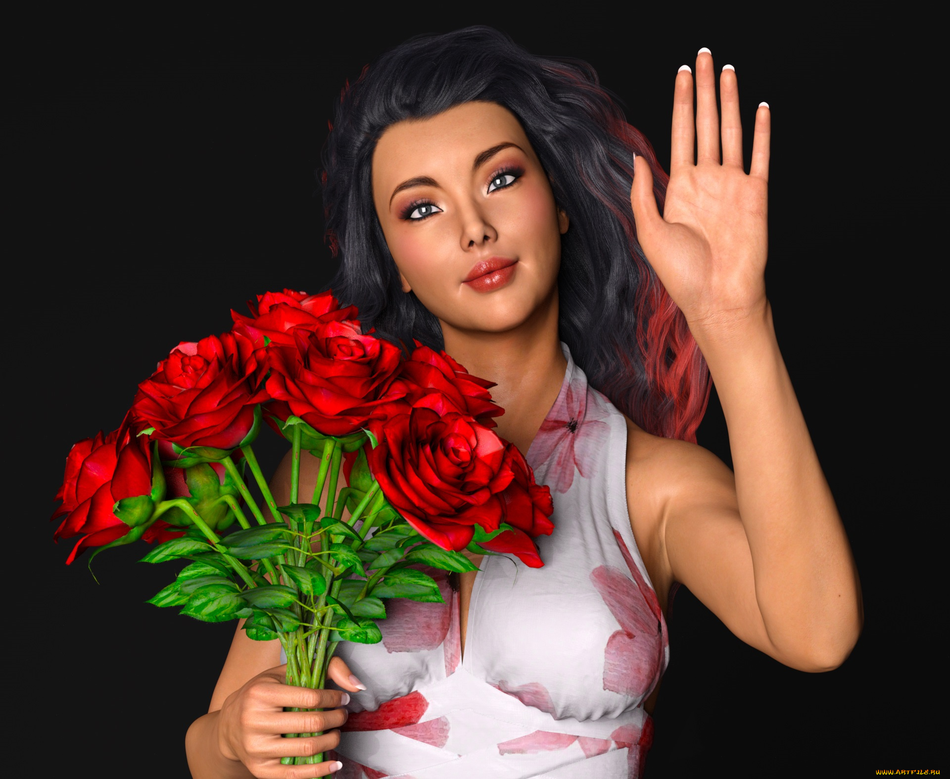 3д, графика, люди, , people, девушка, взгляд, фон