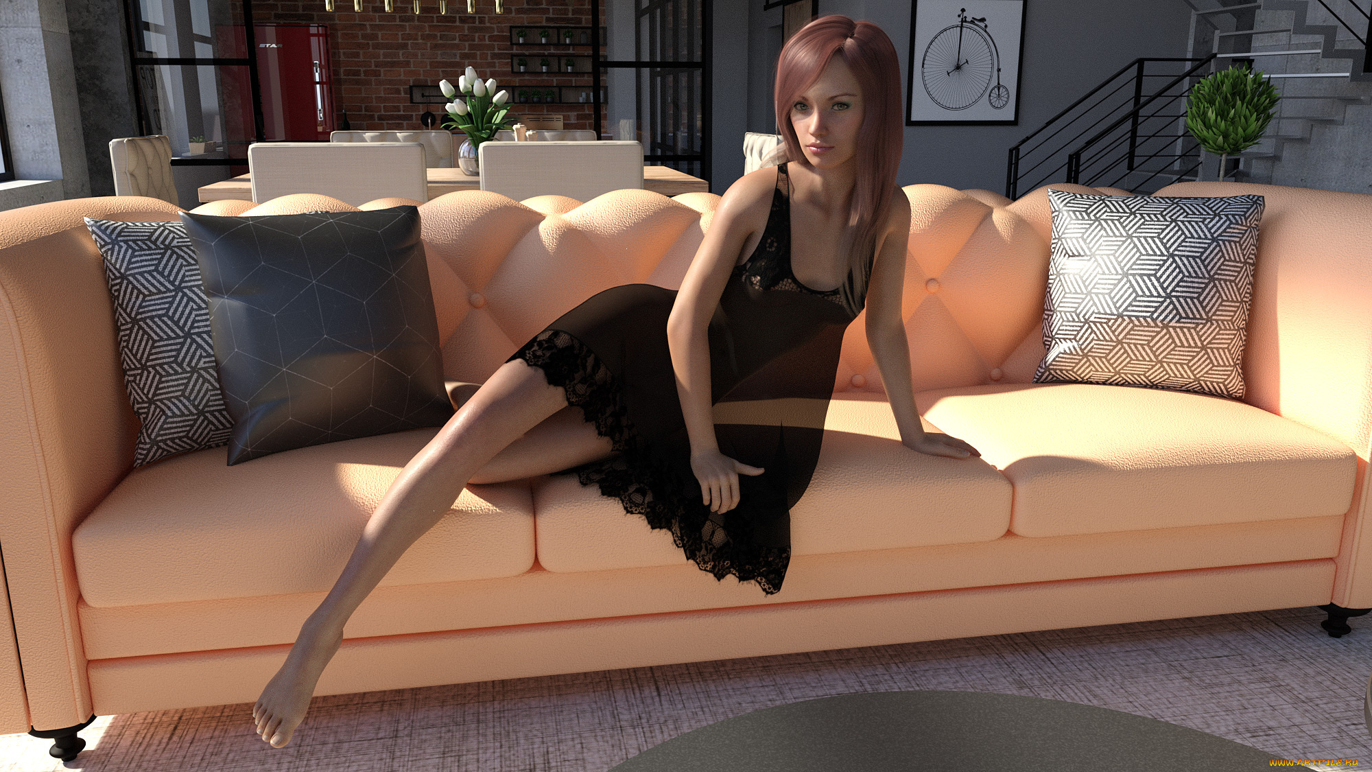 3д, графика, люди, , people, девушка, взгляд, фон