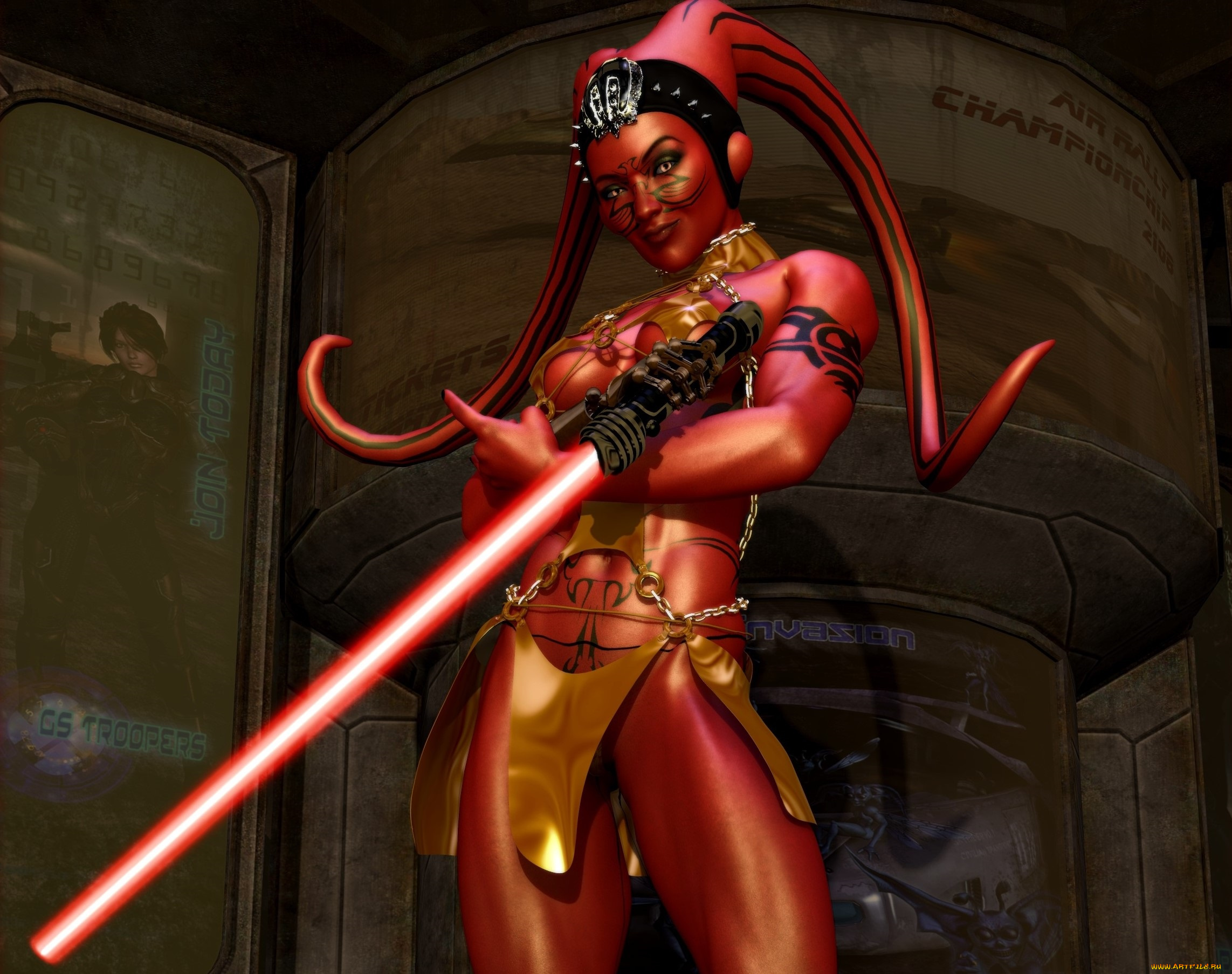 3д, графика, существа, , creatures, фон, взгляд, девушка