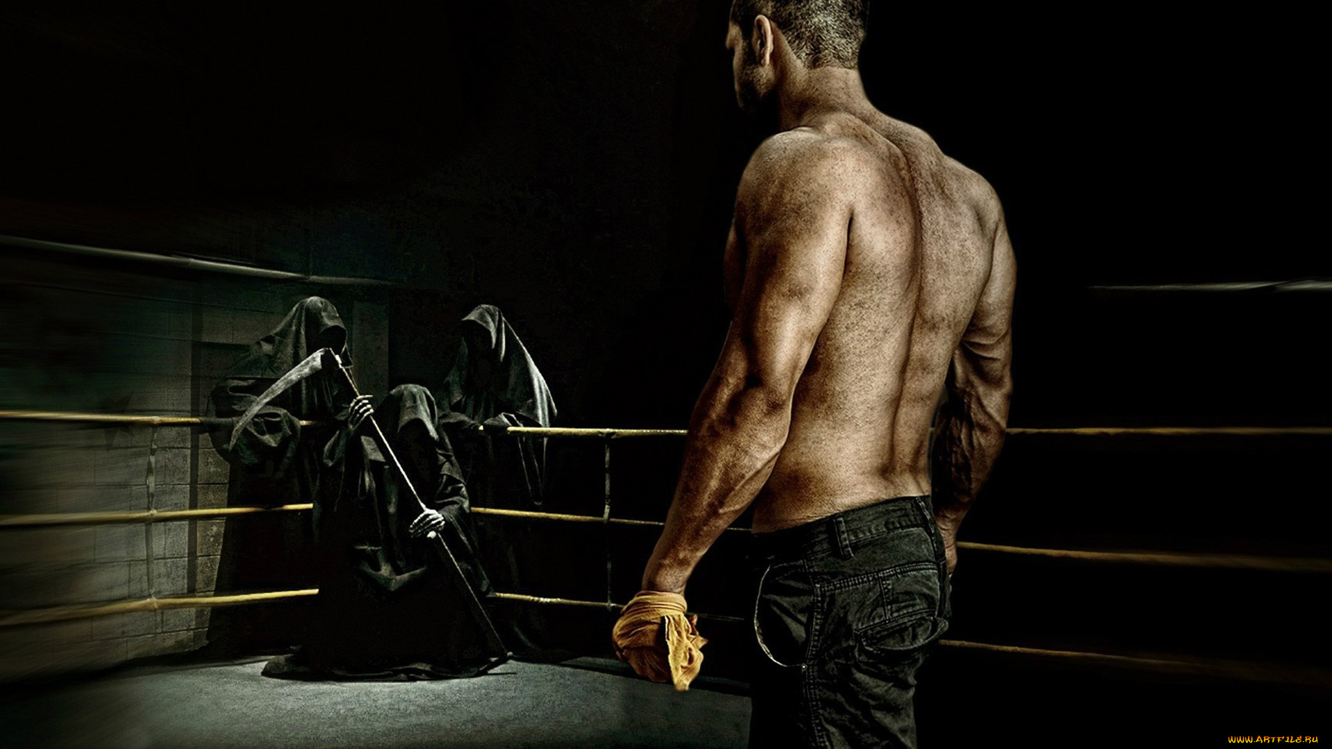 юмор, и, приколы, смерть, мужчина, ринг