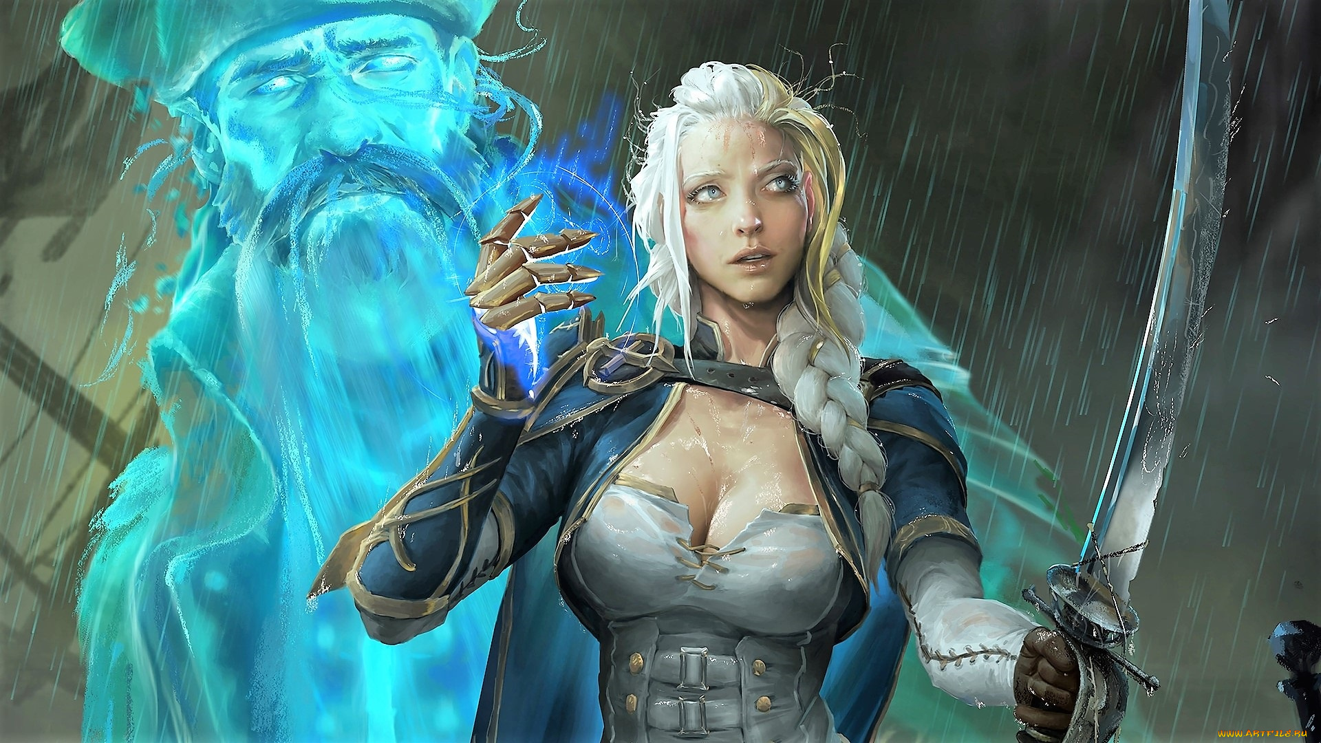 видео, игры, world, of, warcraft, jaina, proudmoore, сабля, дождь, призрак