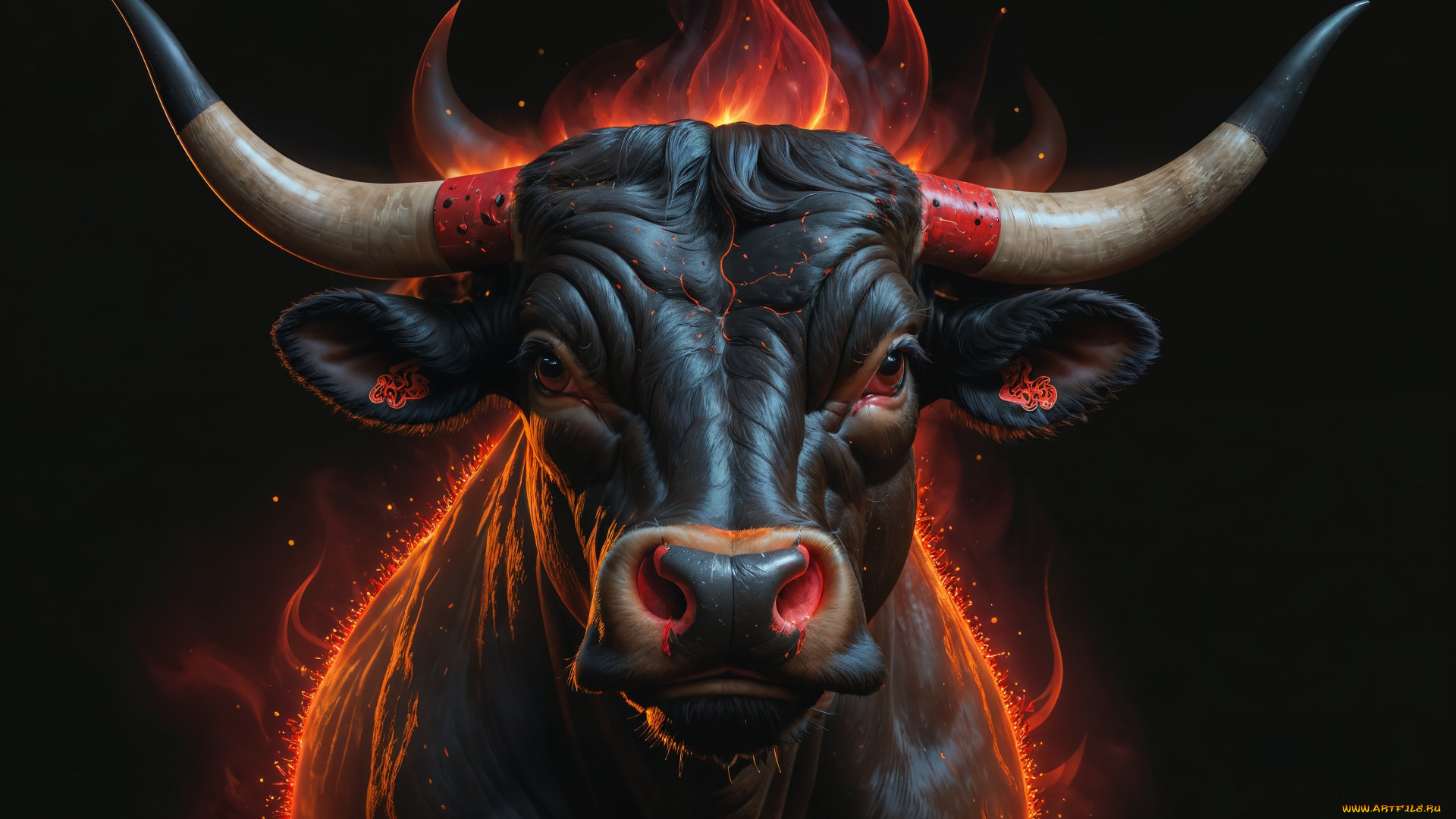 3д, графика, животные, , animals, fantasy, look, buffalo, бык, бычок, животное