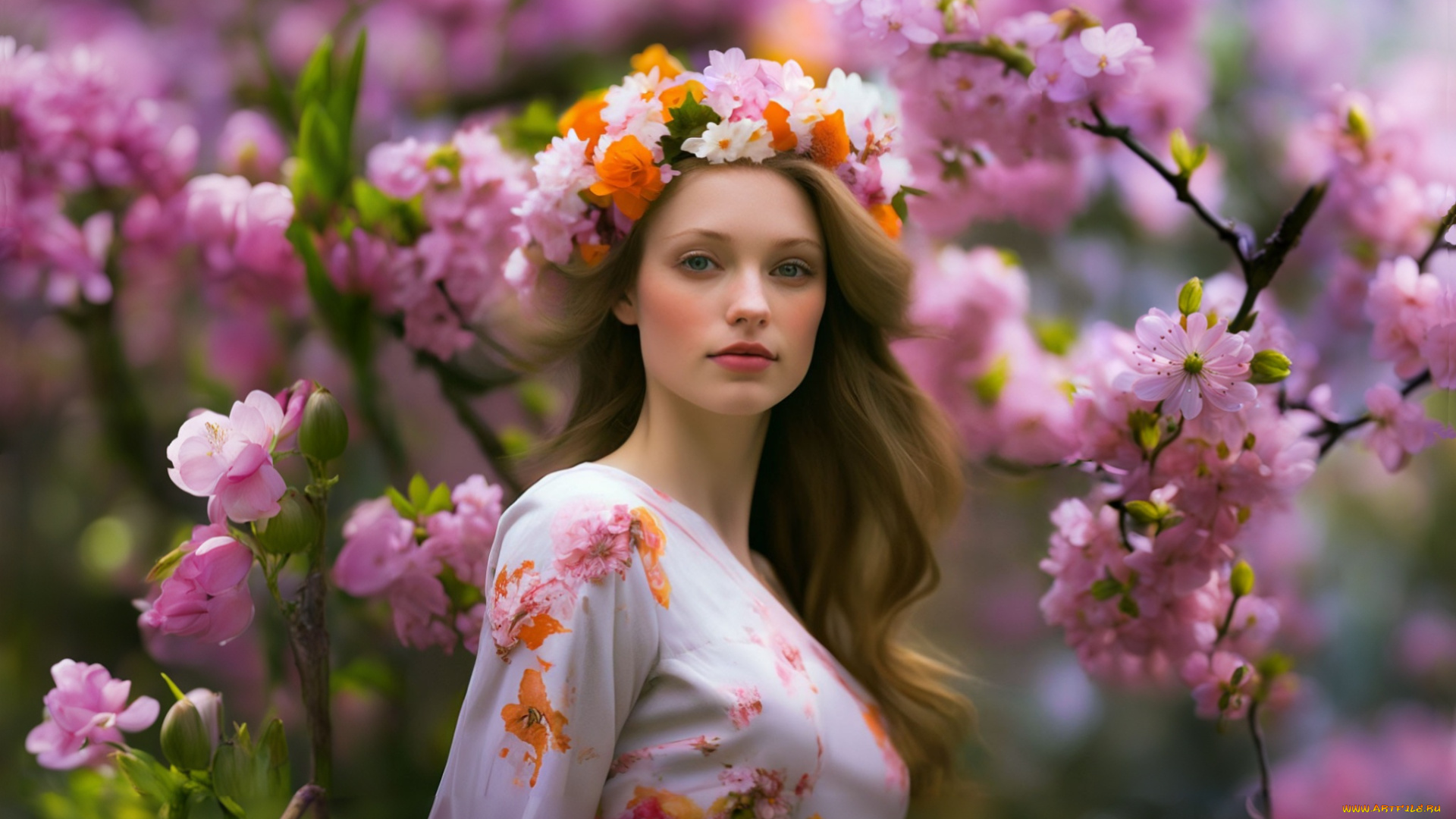 разное, компьютерный, дизайн, девушка, цветы, весна, весенний, сад